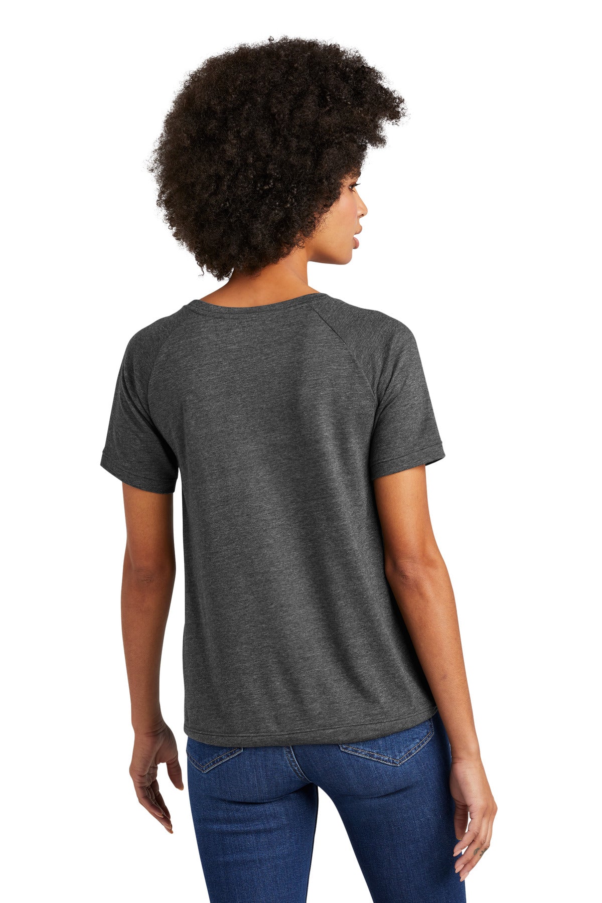 Custom Embroidered New Era Women's Tri-Blend Performance Cinch Tee. LNEA133,Dark Graphite
