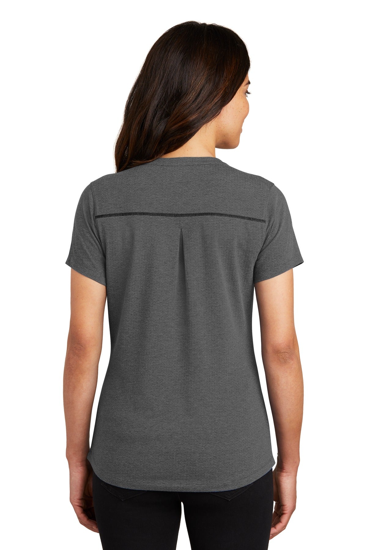 Custom Embroidered OGIO Women's Tread Henley. LOG136,Blacktop Heather