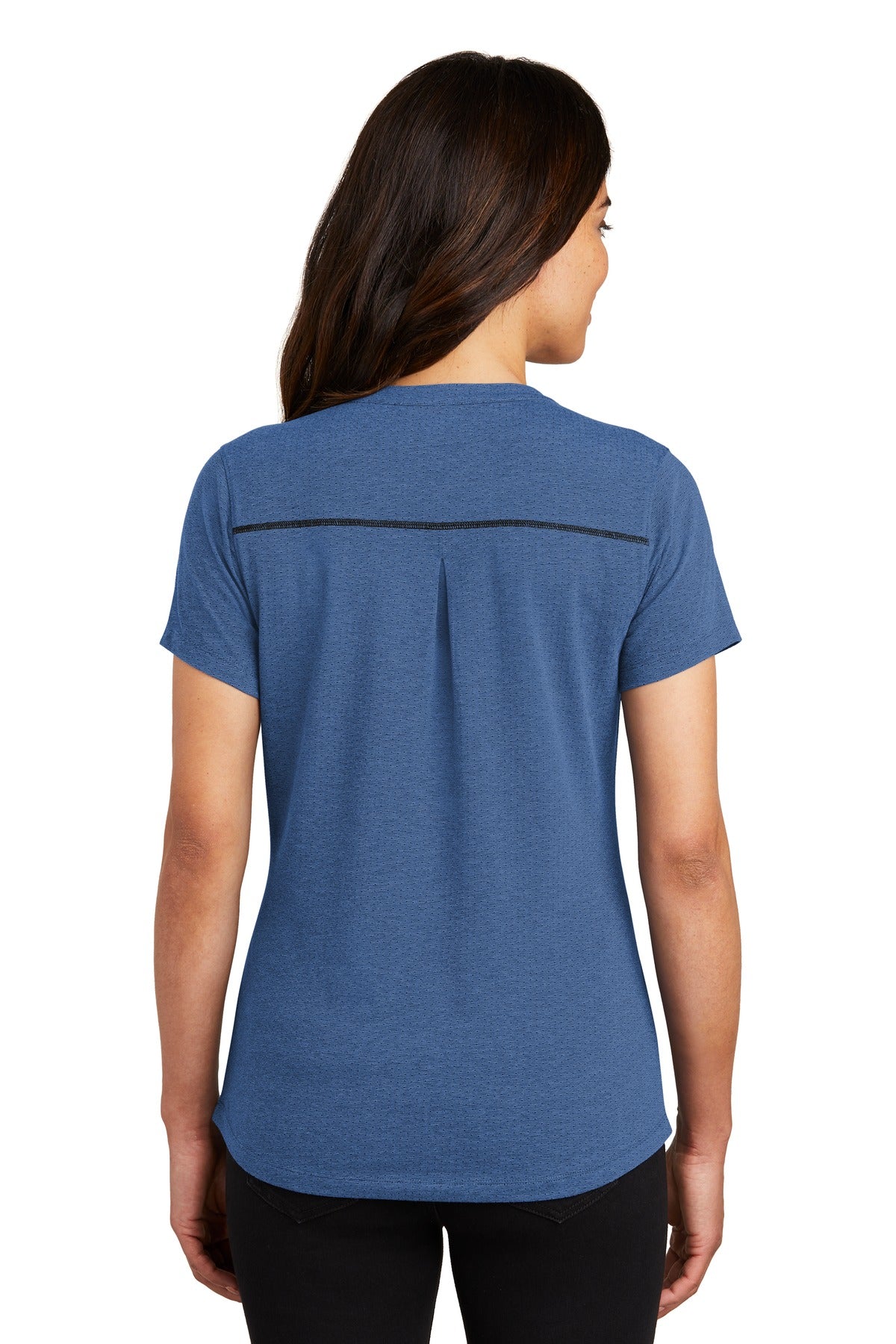 Custom Embroidered OGIO Women's Tread Henley. LOG136,Blue Heather