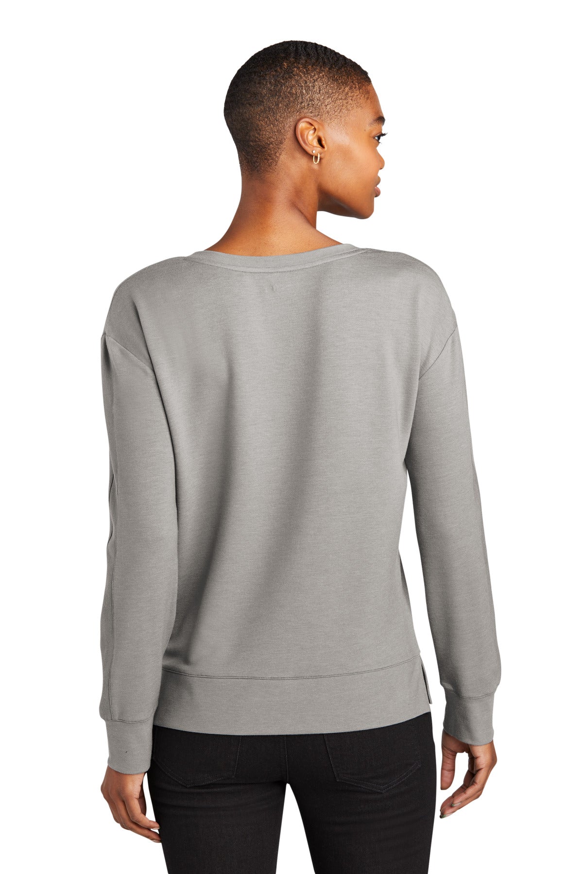 Custom Embroidered OGIO Women's Luuma Flex Long Sleeve V-Neck LOG825,Petrol Grey Heather