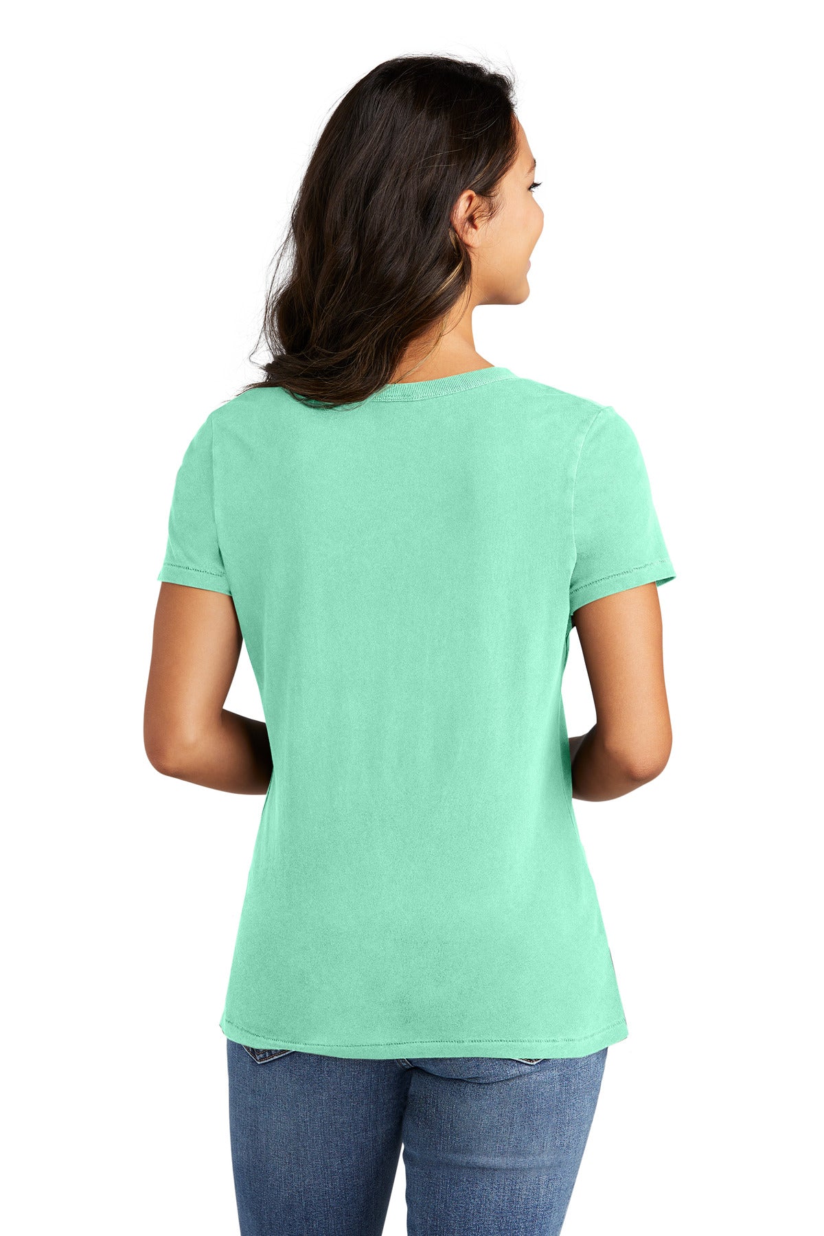 Custom Embroidered Port & Company Women's Beach Wash Garment-Dyed V-Neck Tee LPC099V,Jadeite