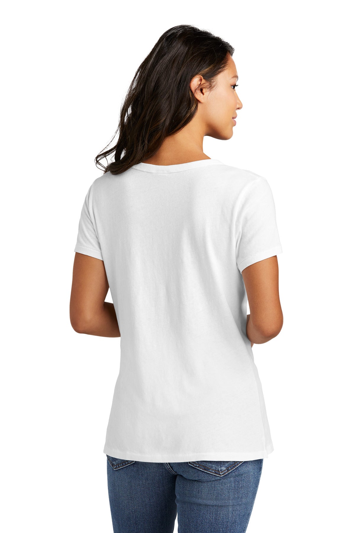 Custom Embroidered Port & Company Women's Beach Wash Garment-Dyed V-Neck Tee LPC099V,White
