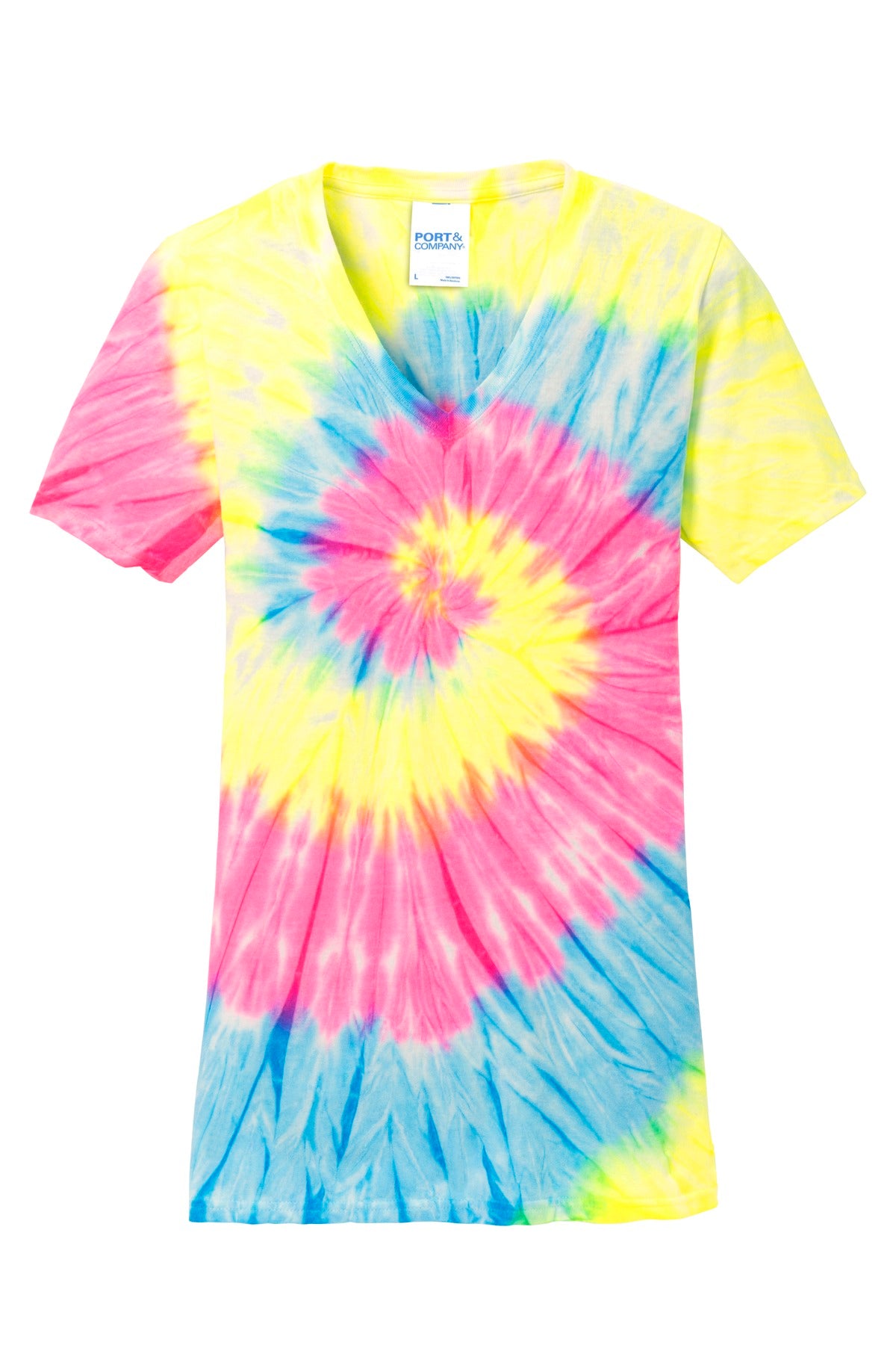 Port & Company Women's Tie-Dye V-Neck Tee. LPC147V