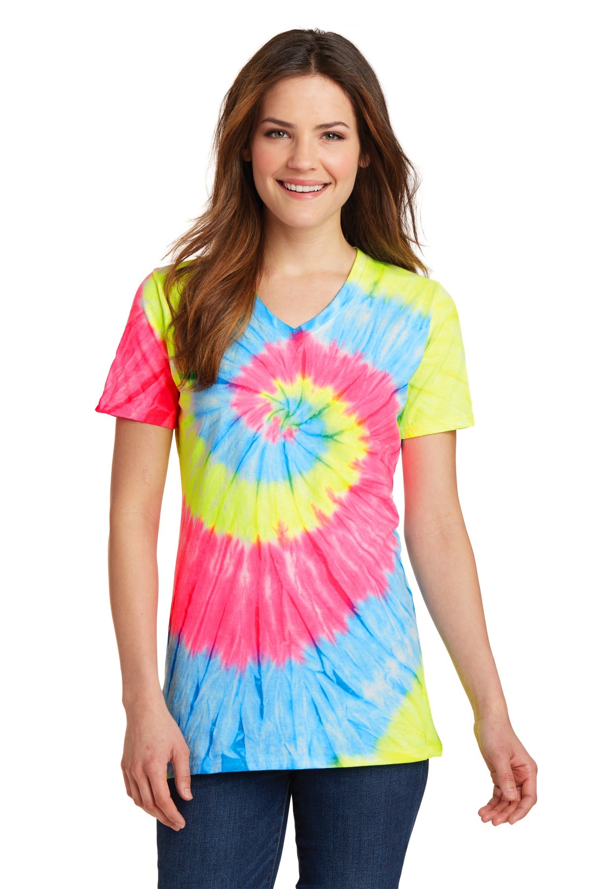 Port & Company Women's Tie-Dye V-Neck Tee. LPC147V
