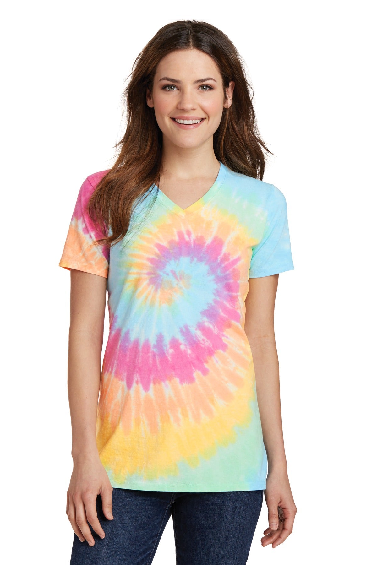 Port & Company Women's Tie-Dye V-Neck Tee. LPC147V