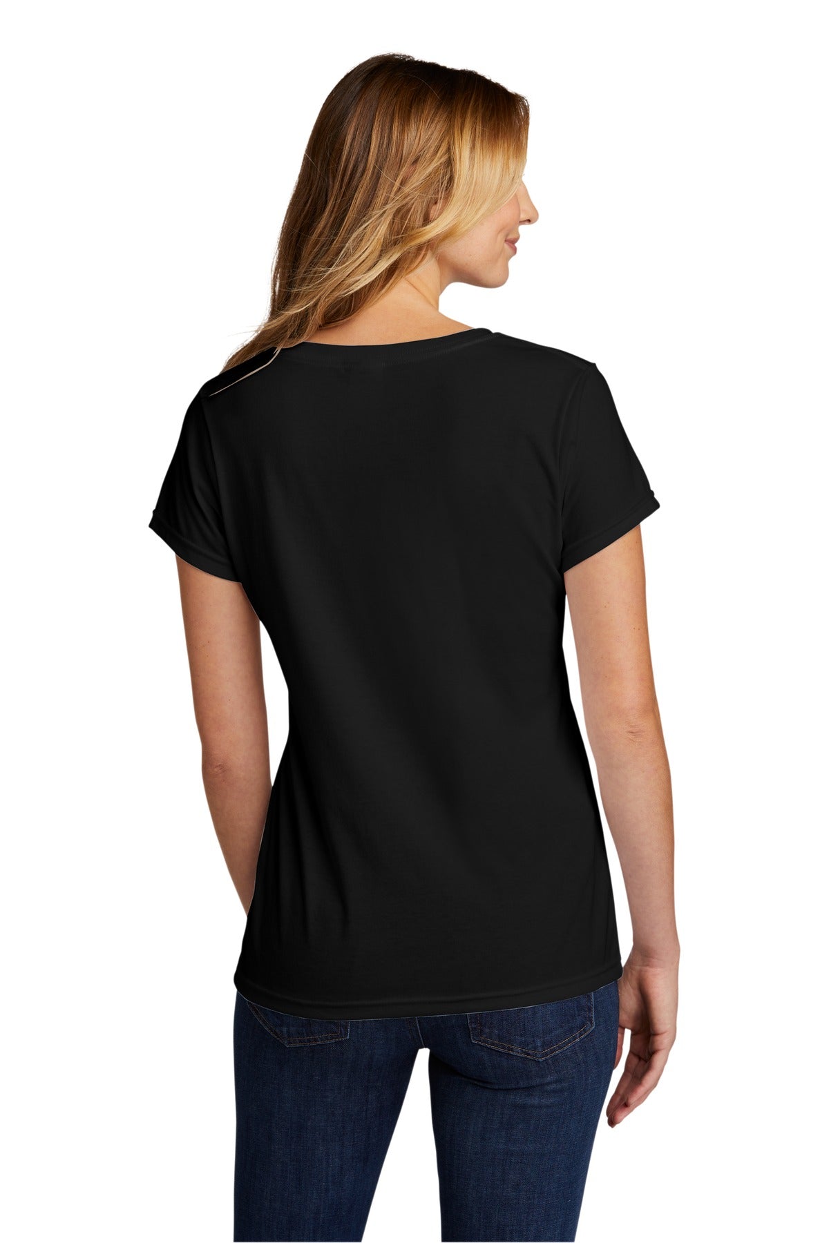 Custom Embroidered Port & Company Women's Tri-Blend V-Neck Tee. LPC330V,Black