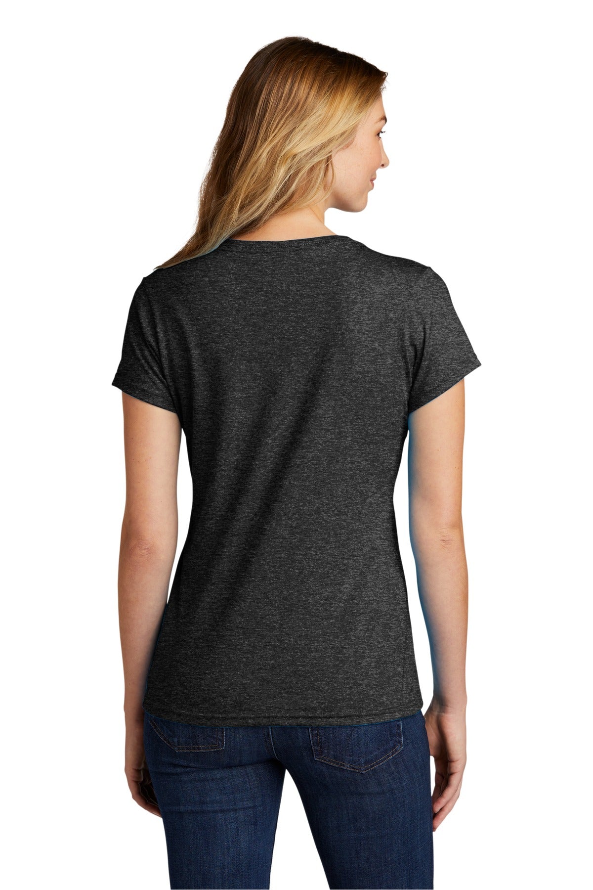 Custom Embroidered Port & Company Women's Tri-Blend V-Neck Tee. LPC330V,Black Heather