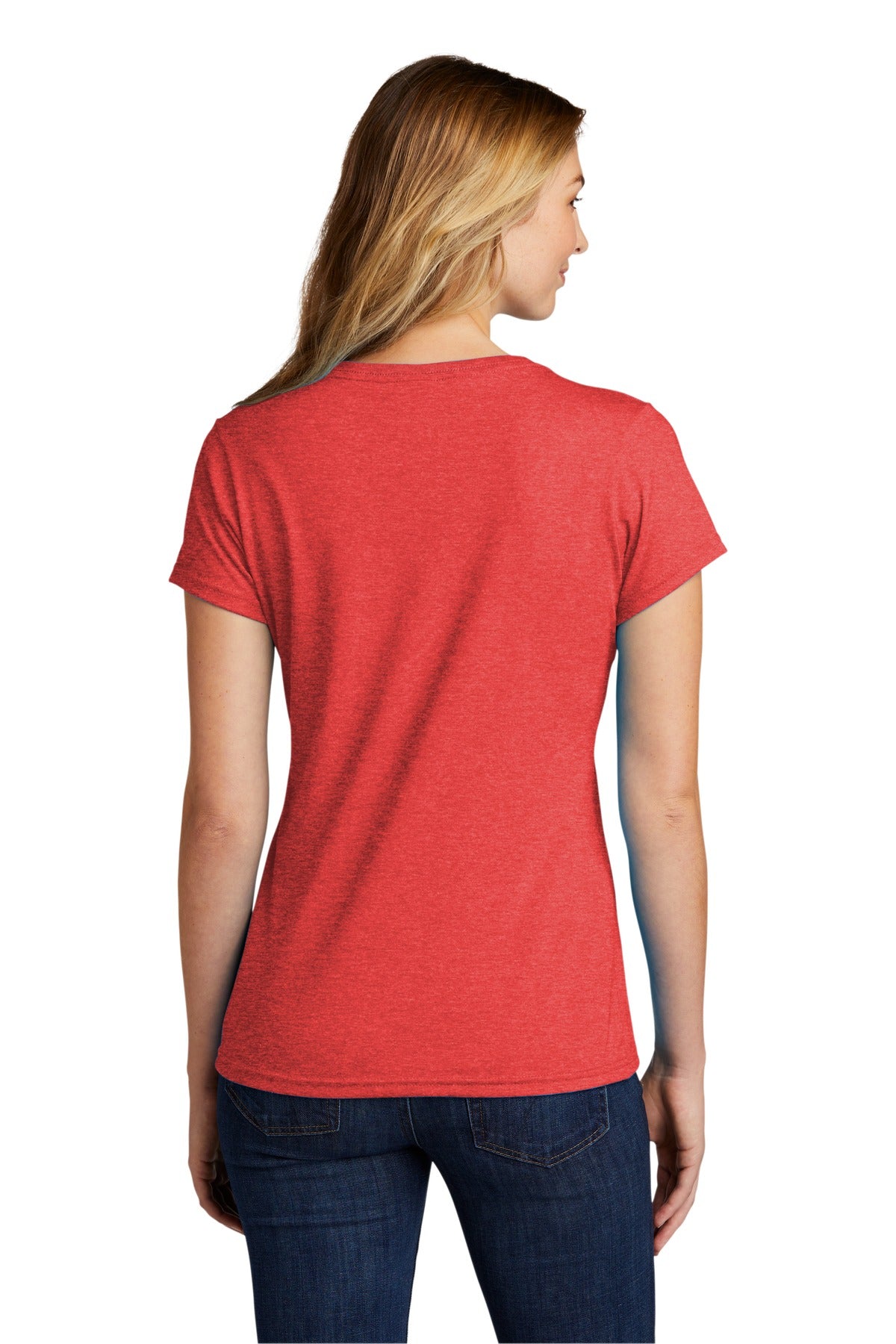 Custom Embroidered Port & Company Women's Tri-Blend V-Neck Tee. LPC330V,Bright Red Heather