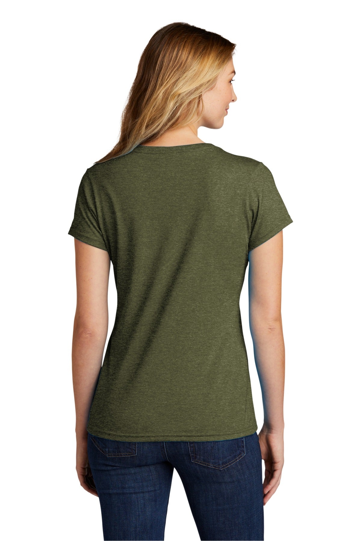 Custom Embroidered Port & Company Women's Tri-Blend V-Neck Tee. LPC330V,Military Green Heather