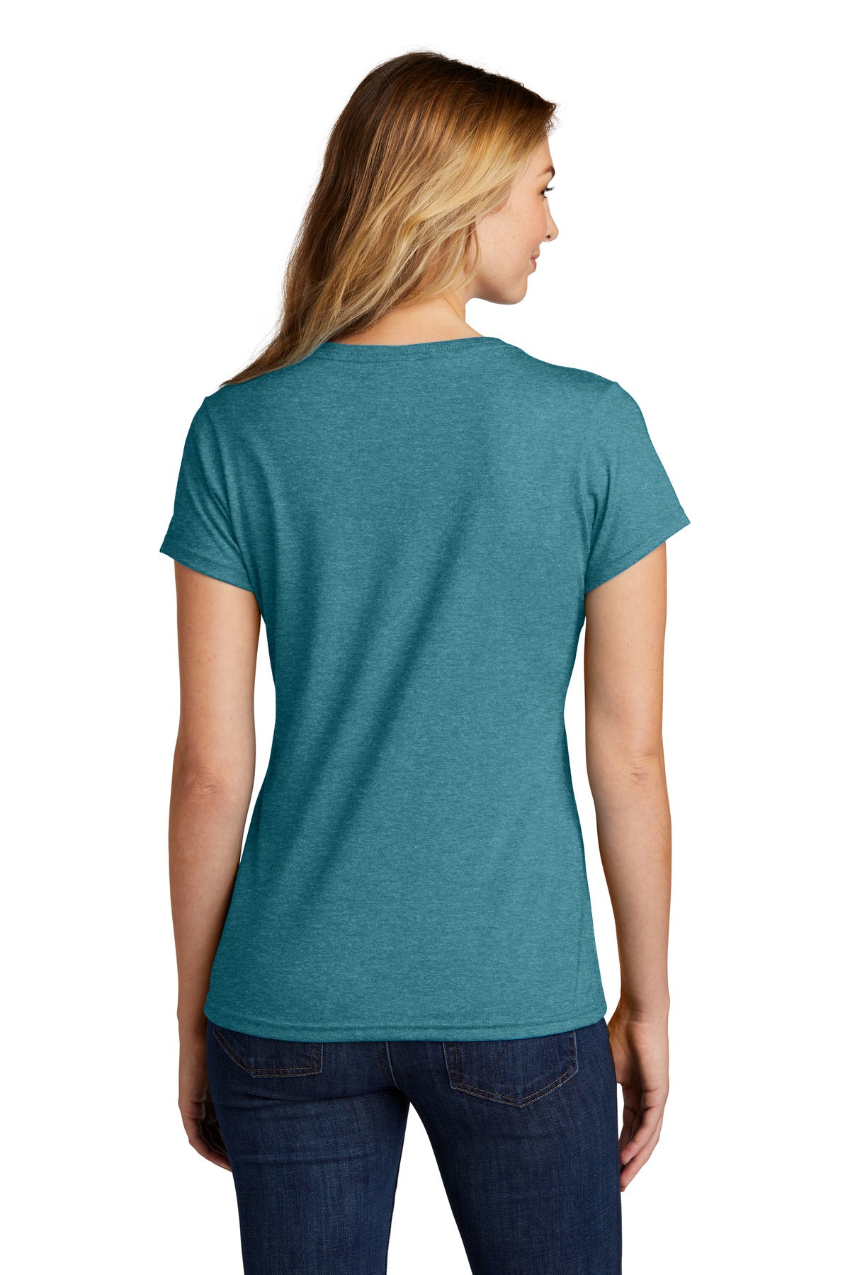 Custom Embroidered Port & Company Women's Tri-Blend V-Neck Tee. LPC330V,Vivid Teal Heather