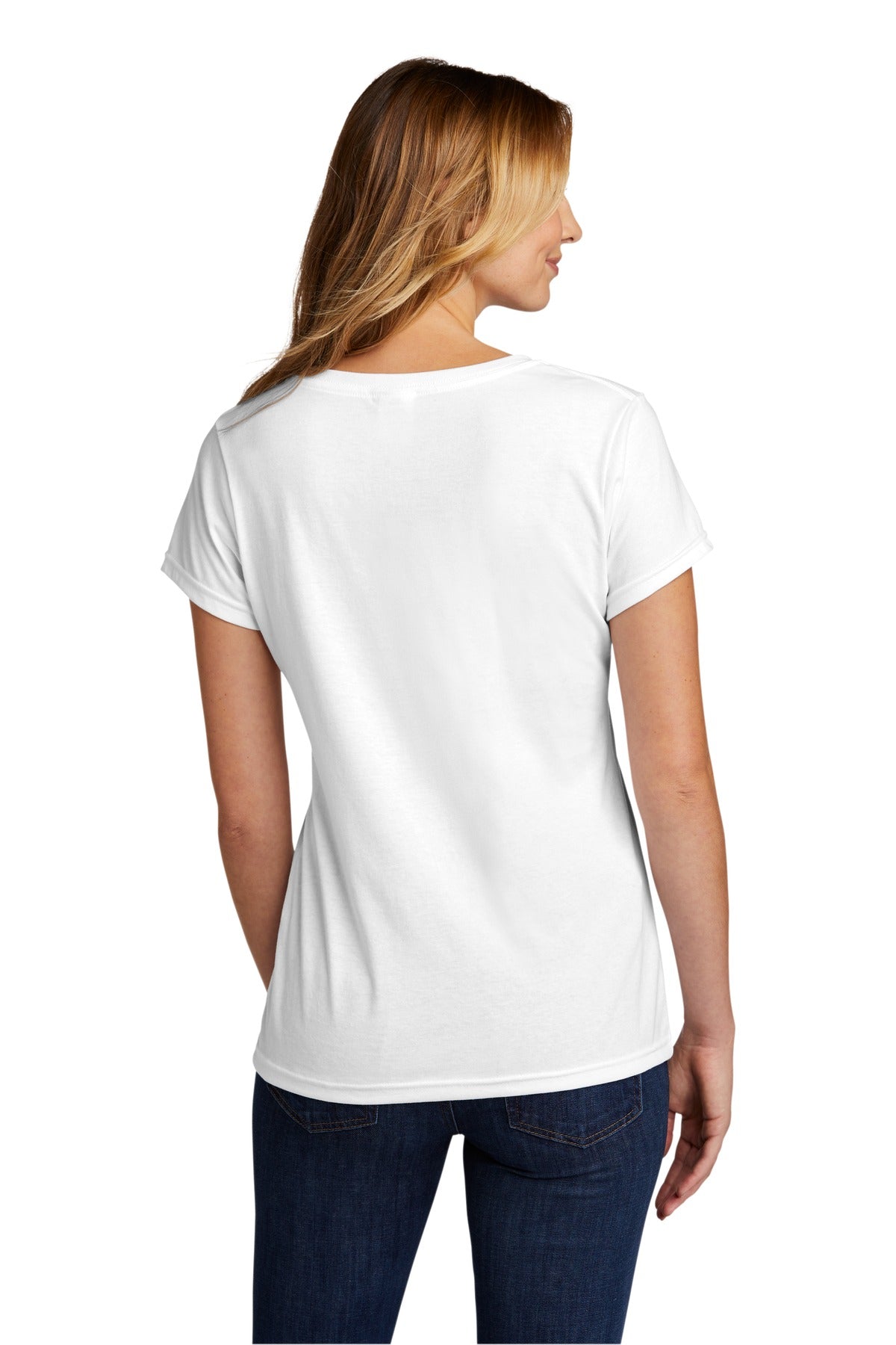 Custom Embroidered Port & Company Women's Tri-Blend V-Neck Tee. LPC330V,White