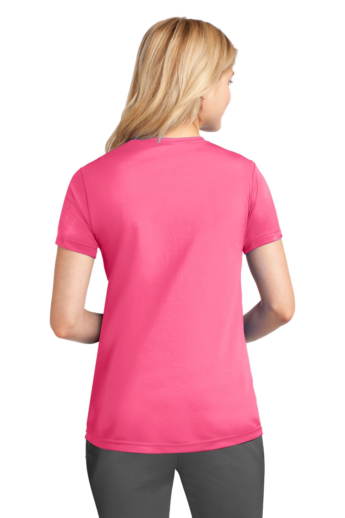 Custom Embroidered Port & Company Women's Performance Tee. LPC380,Neon Pink