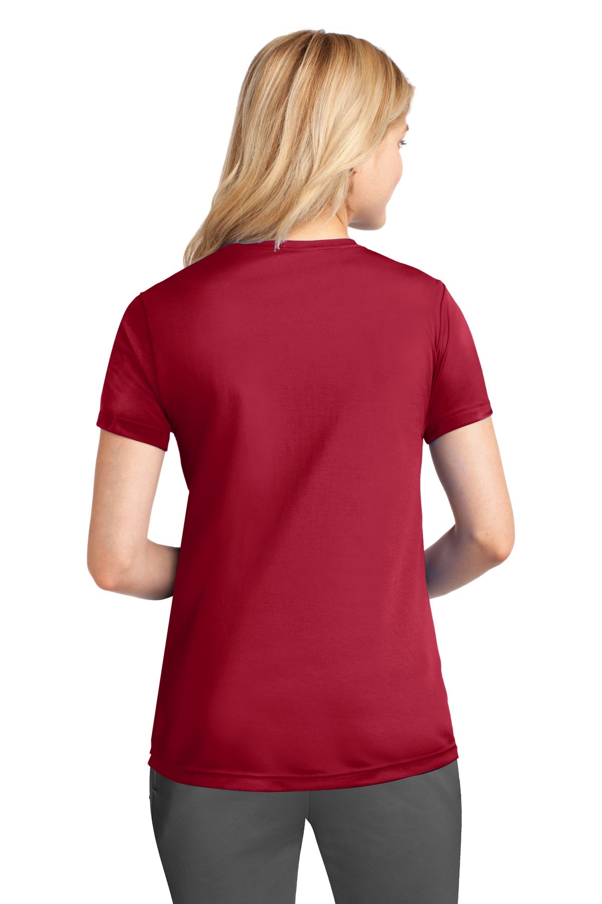 Custom Embroidered Port & Company Women's Performance Tee. LPC380,Red