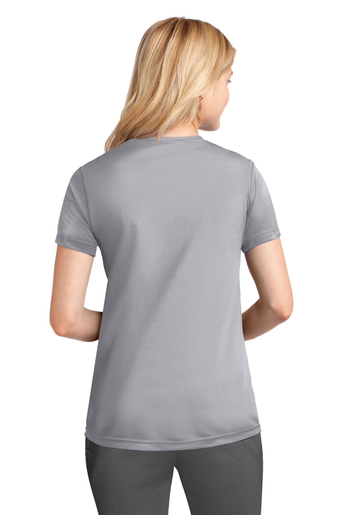 Custom Embroidered Port & Company Women's Performance Tee. LPC380,Silver