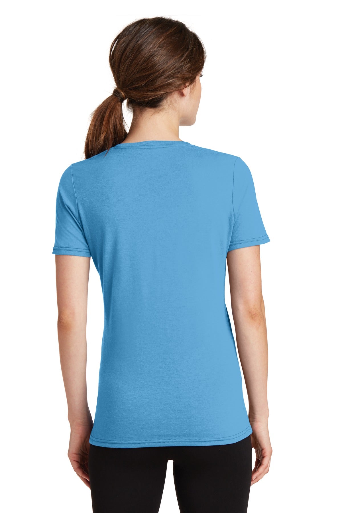 Custom Embroidered Port & Company Women's Performance Blend V-Neck Tee. LPC381V,Aquatic Blue
