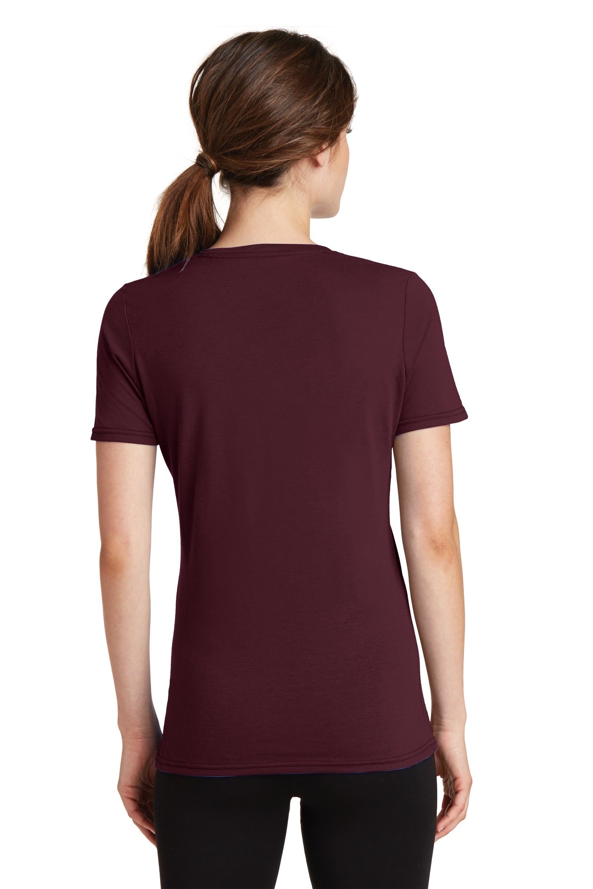 Custom Embroidered Port & Company Women's Performance Blend V-Neck Tee. LPC381V,Athletic Maroon