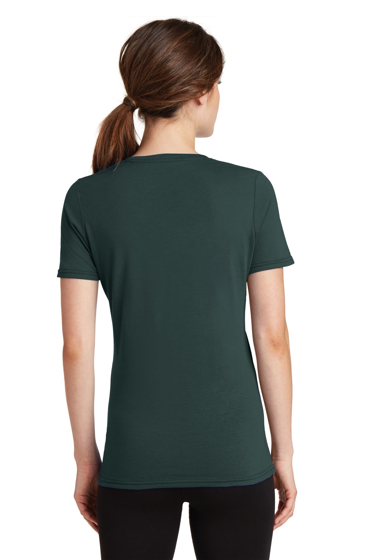Custom Embroidered Port & Company Women's Performance Blend V-Neck Tee. LPC381V,Dark Green