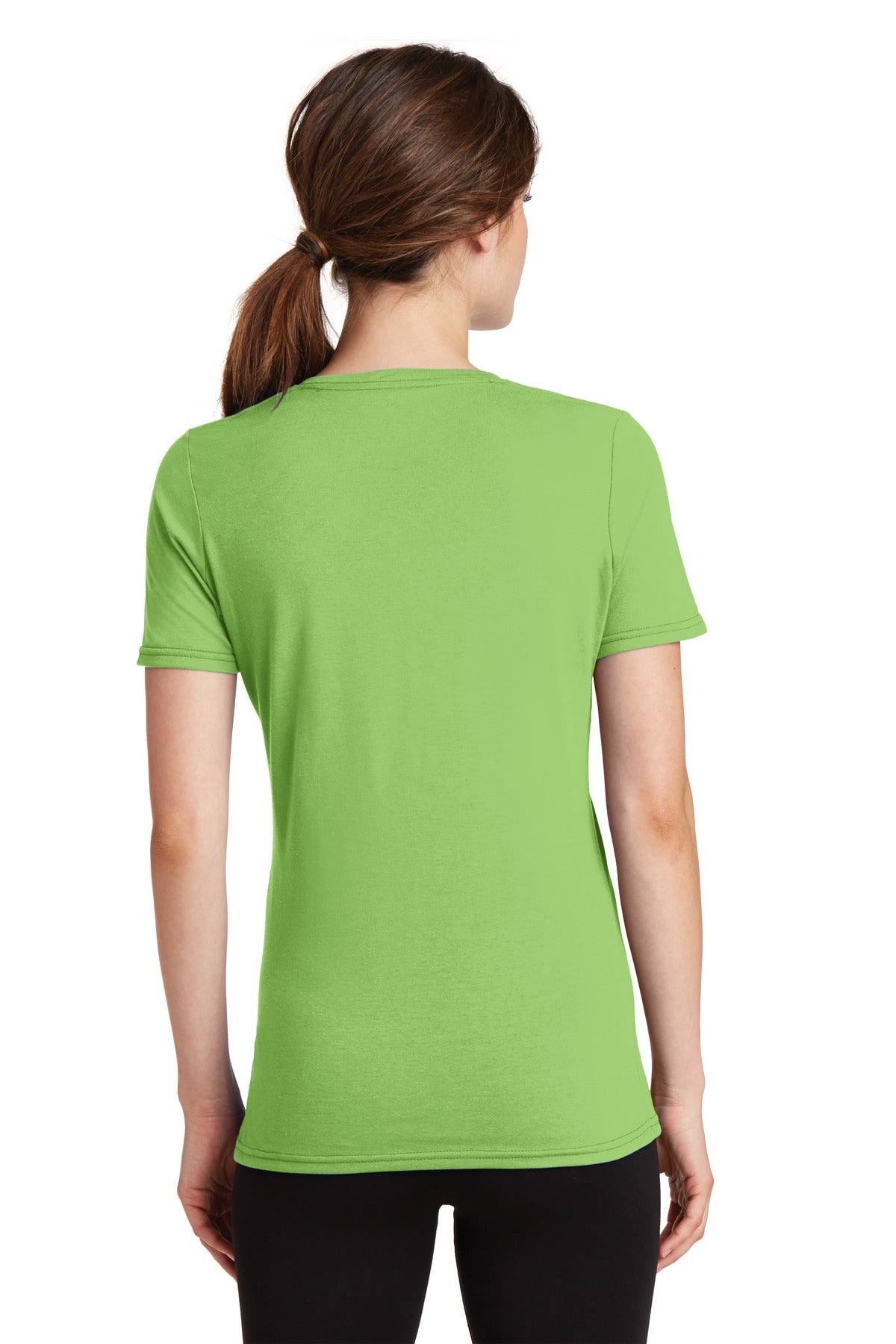 Custom Embroidered Port & Company Women's Performance Blend V-Neck Tee. LPC381V,Lime