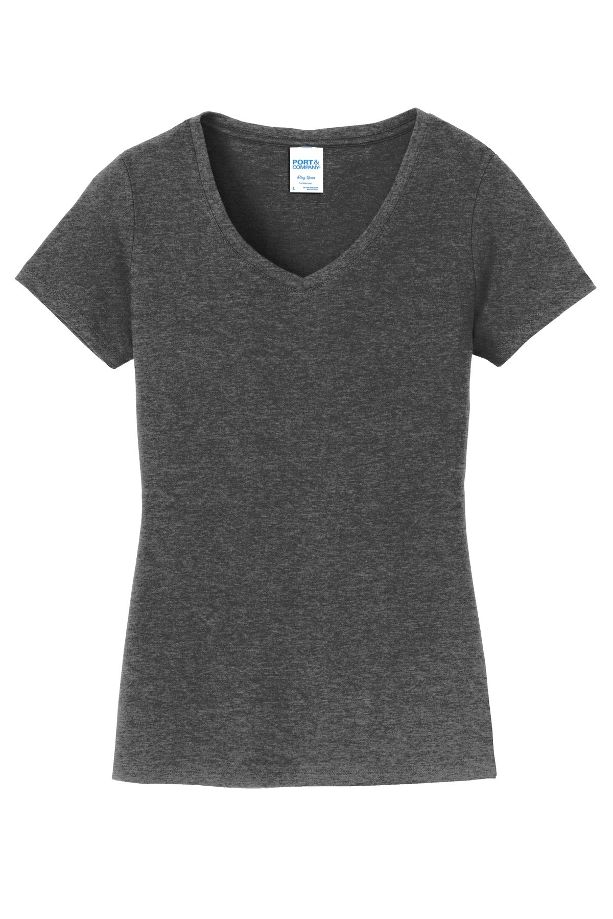 Port & Company Women's Fan Favorite V-Neck Tee. LPC450V Dark Heather Grey