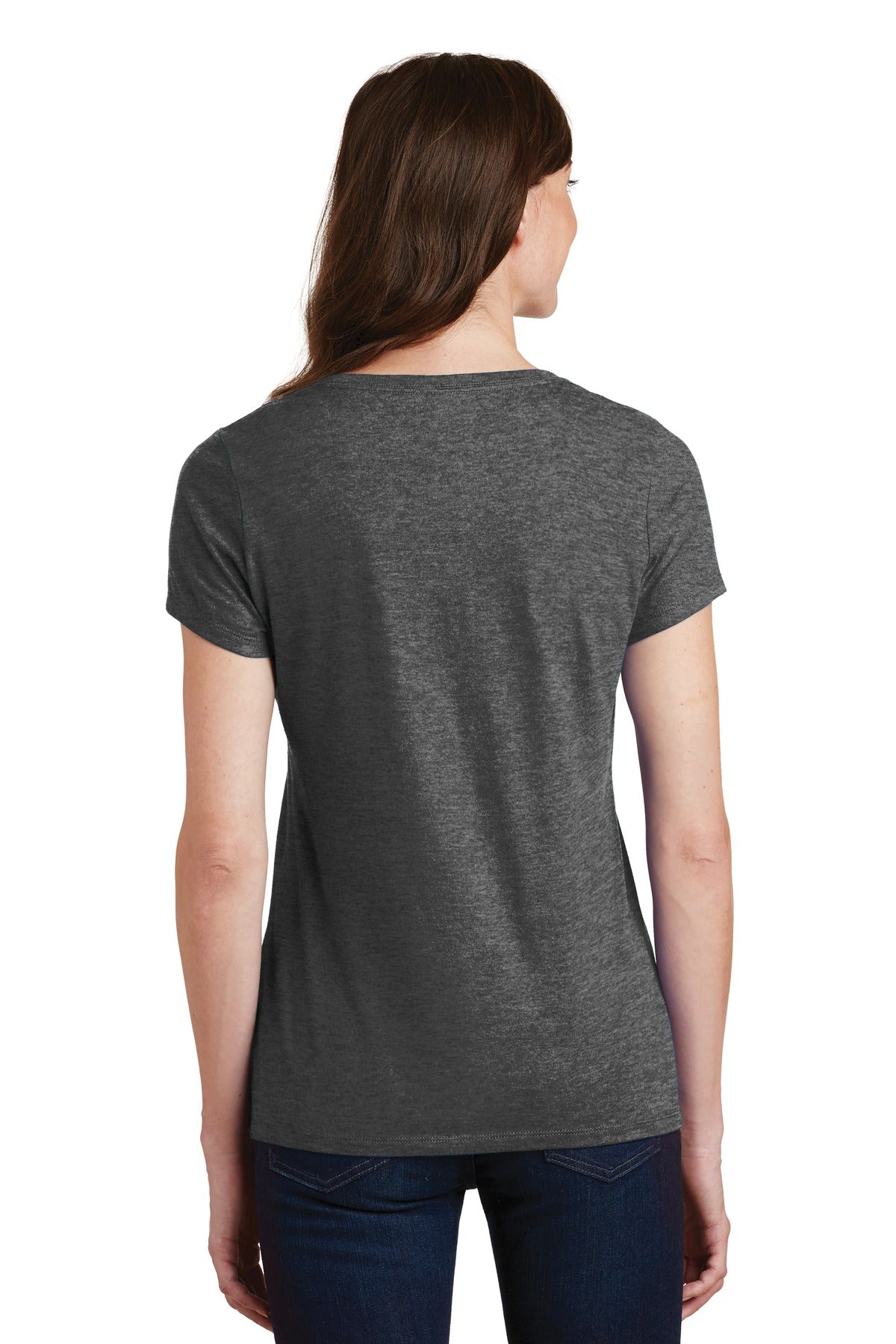 Custom Embroidered Port & Company Women's Fan Favorite V-Neck Tee. LPC450V,Dark Heather Grey