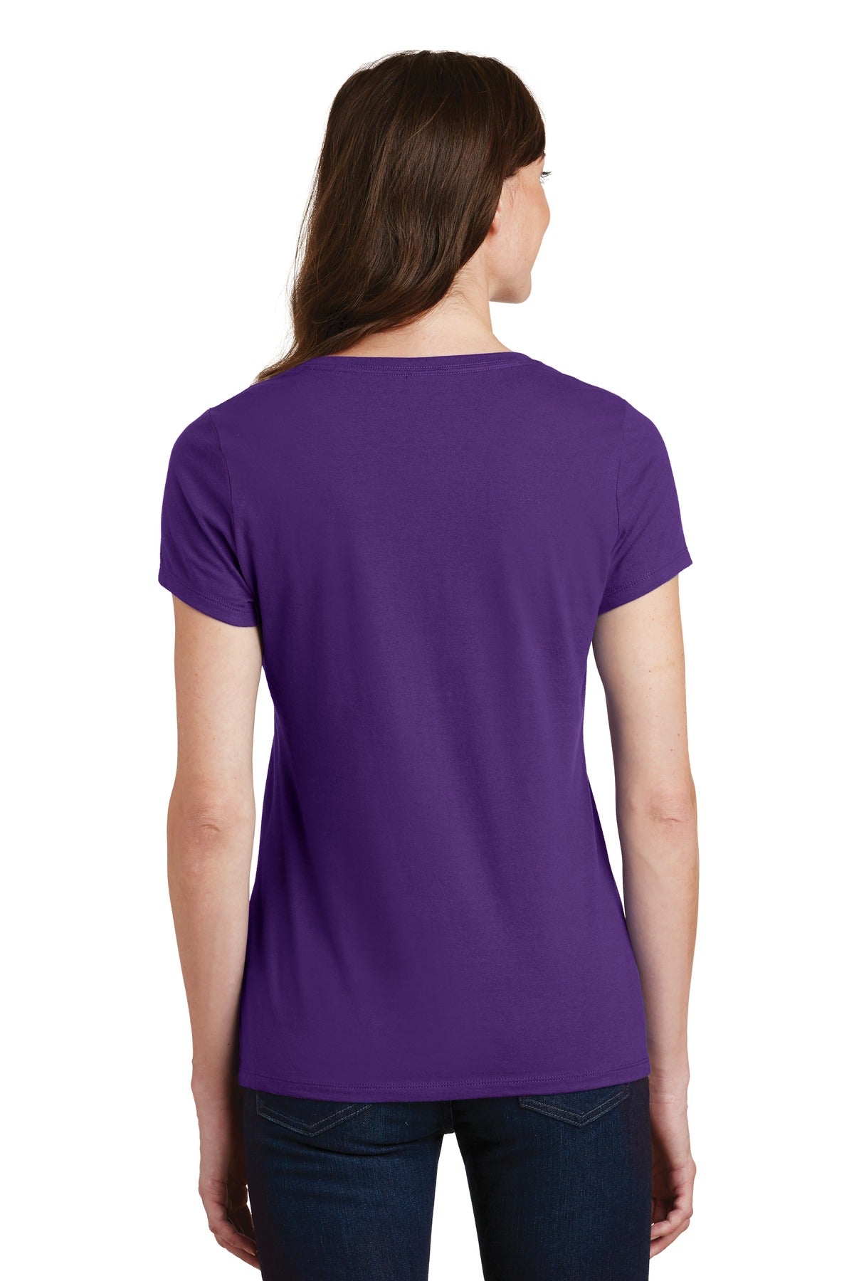 Custom Embroidered Port & Company Women's Fan Favorite V-Neck Tee. LPC450V,Team Purple