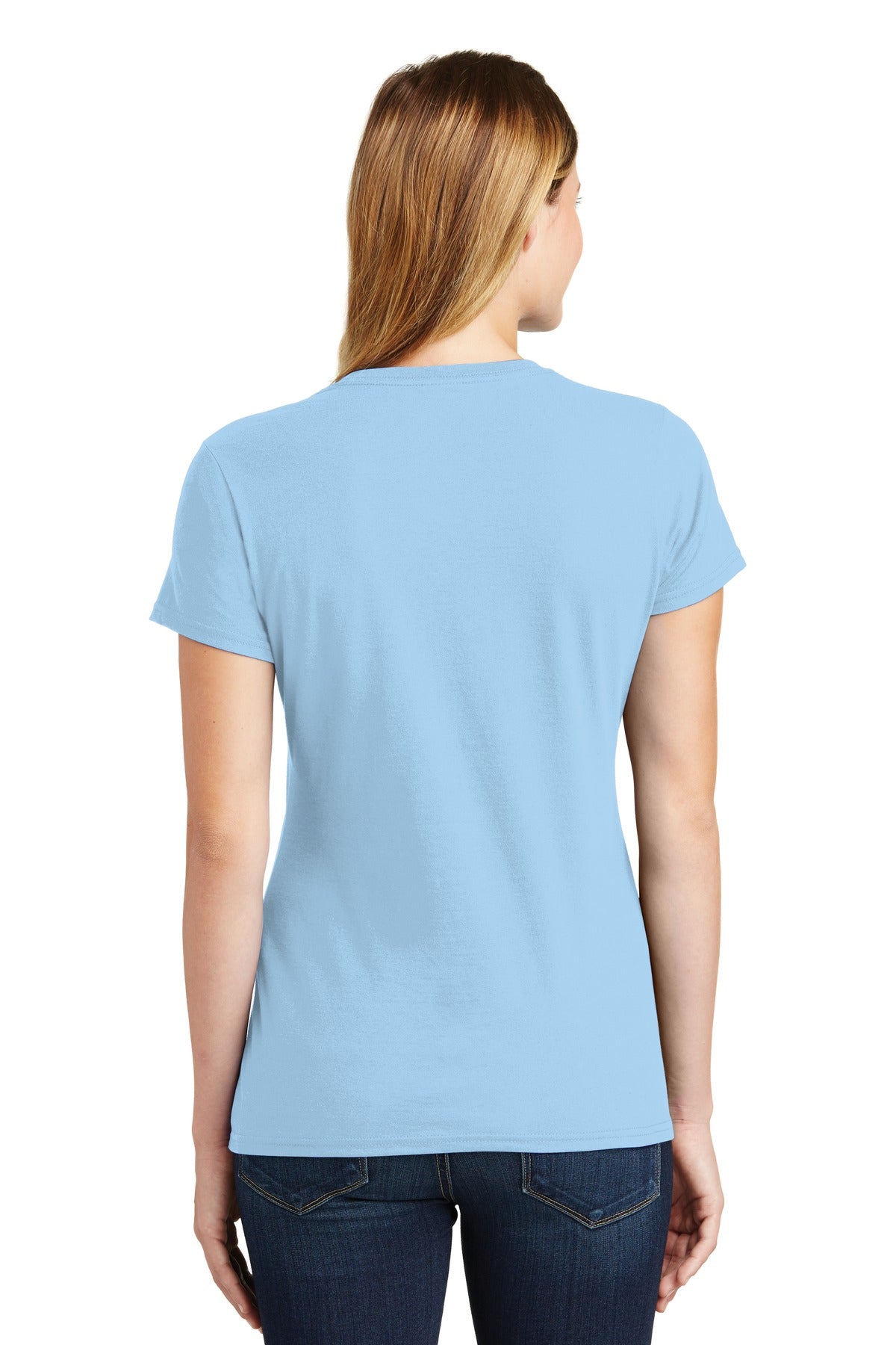 Custom Embroidered Port & Company Women's Fan Favorite Tee. LPC450,Light Blue