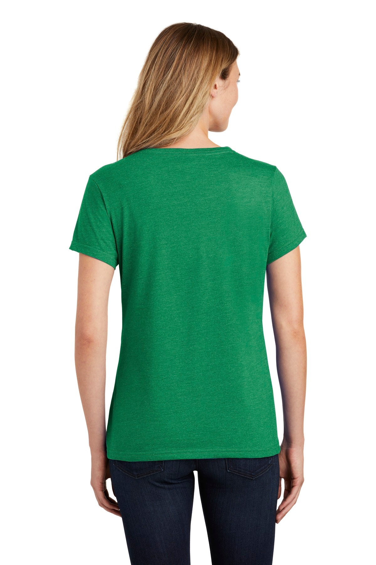 Custom Embroidered Port & Company Women's Fan Favorite Blend V-Neck Tee. LPC455V,Athletic Kelly Green Heather