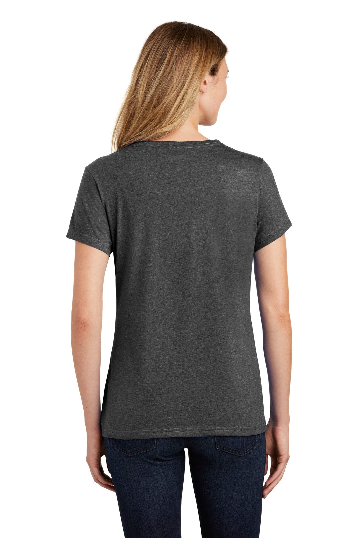 Custom Embroidered Port & Company Women's Fan Favorite Blend V-Neck Tee. LPC455V,Black Heather
