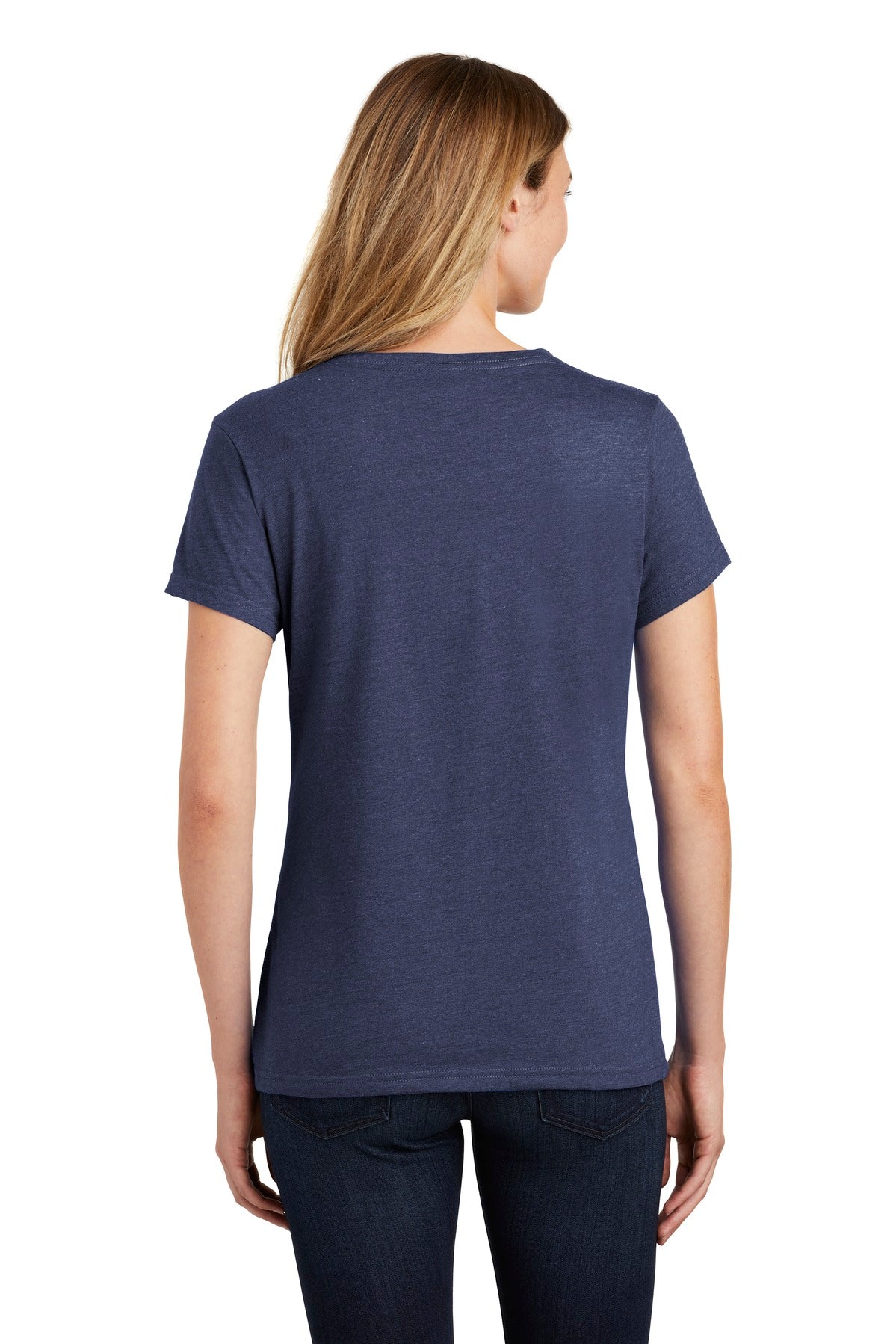 Custom Embroidered Port & Company Women's Fan Favorite Blend V-Neck Tee. LPC455V,Team Navy Heather