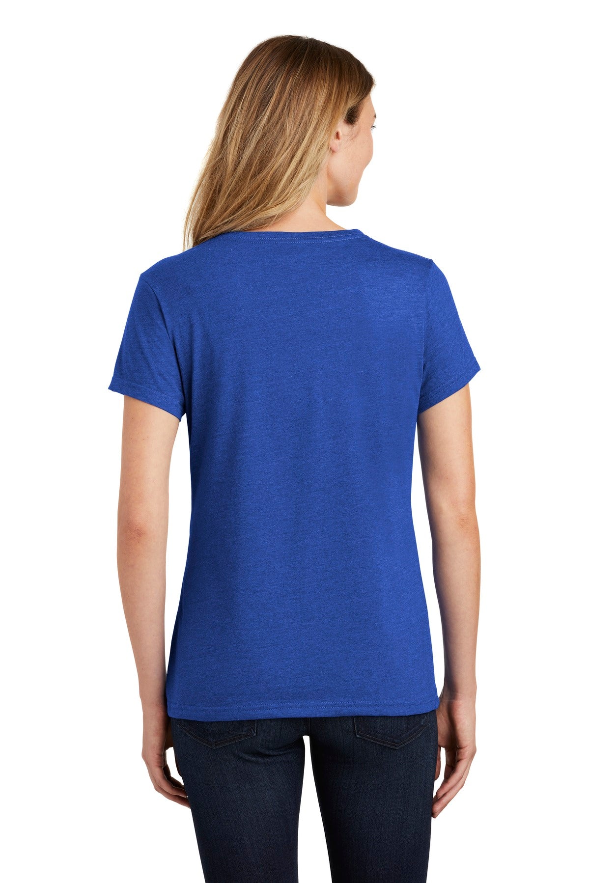 Custom Embroidered Port & Company Women's Fan Favorite Blend V-Neck Tee. LPC455V,True Royal Heather