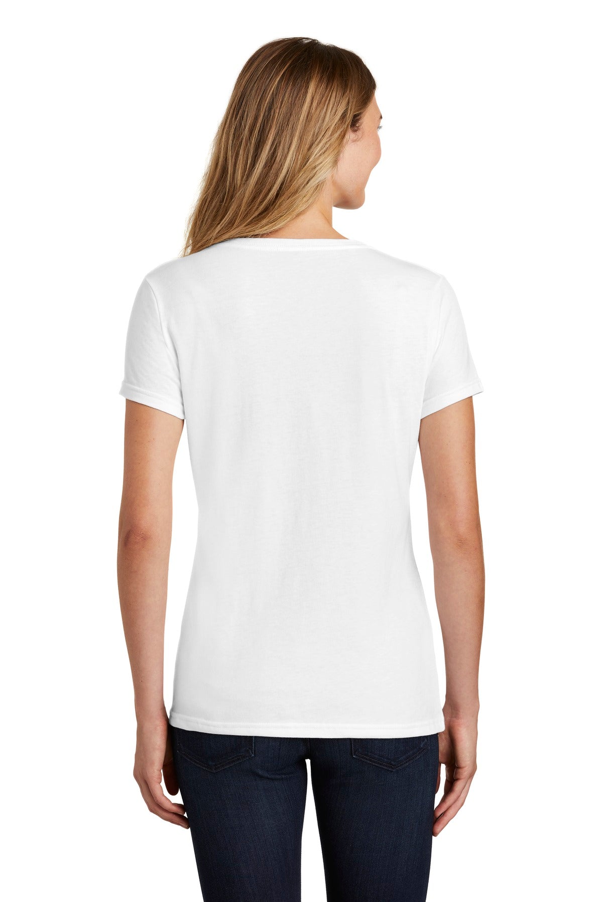 Custom Embroidered Port & Company Women's Fan Favorite Blend V-Neck Tee. LPC455V,White