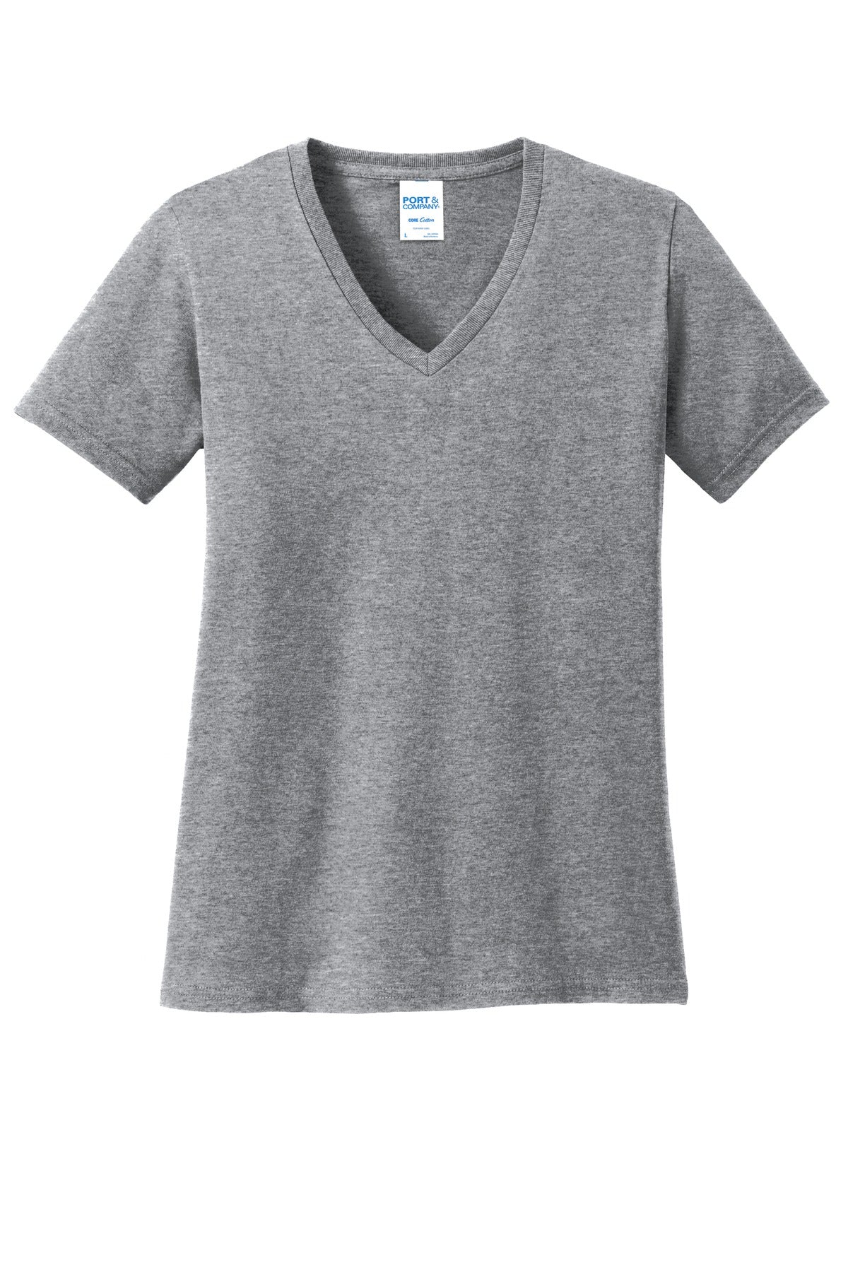 Port & Company Women's Core Cotton V-Neck Tee. LPC54V Athletic Heather