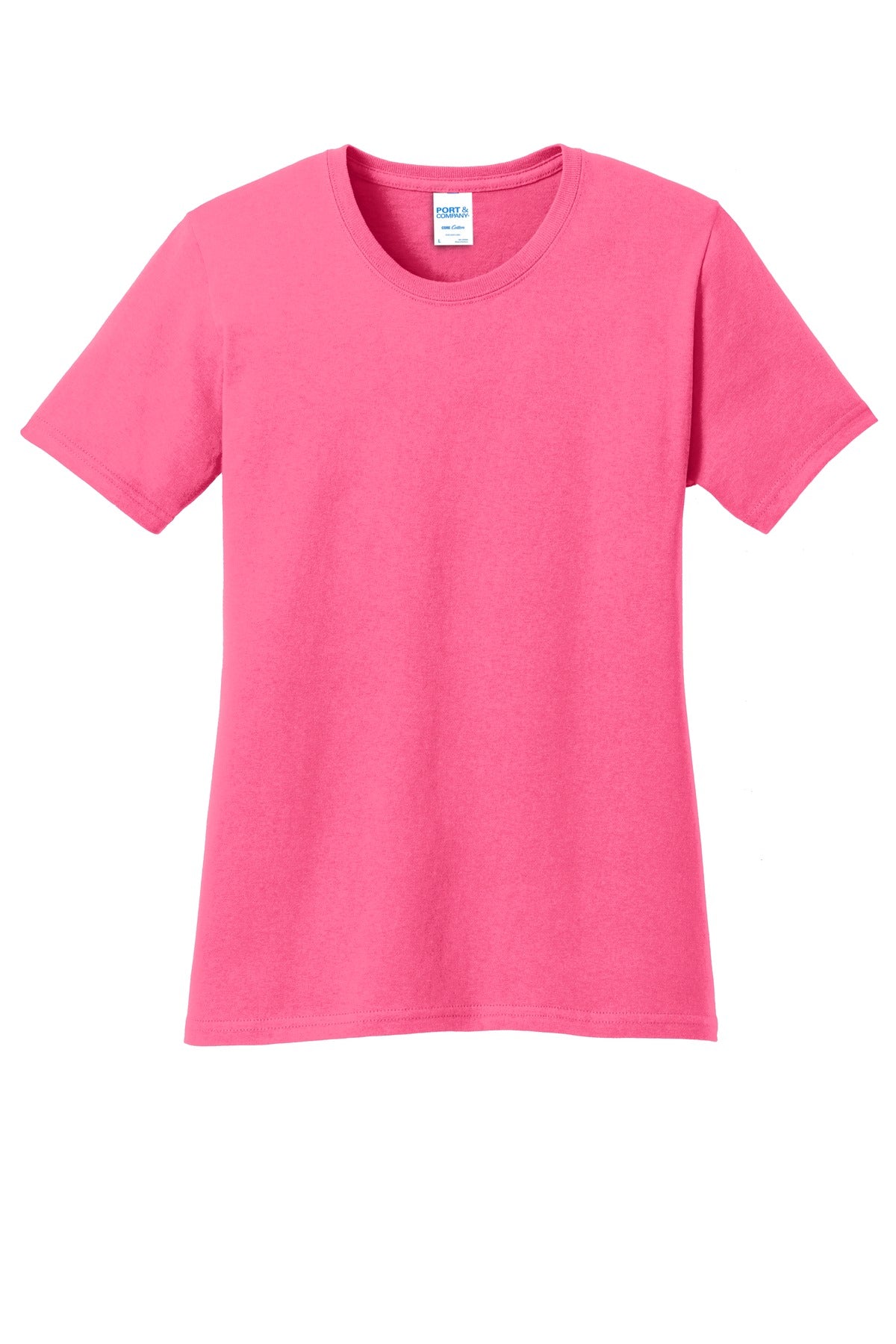 Port & Company Women's Core Cotton Tee. LPC54 Neon Pink
