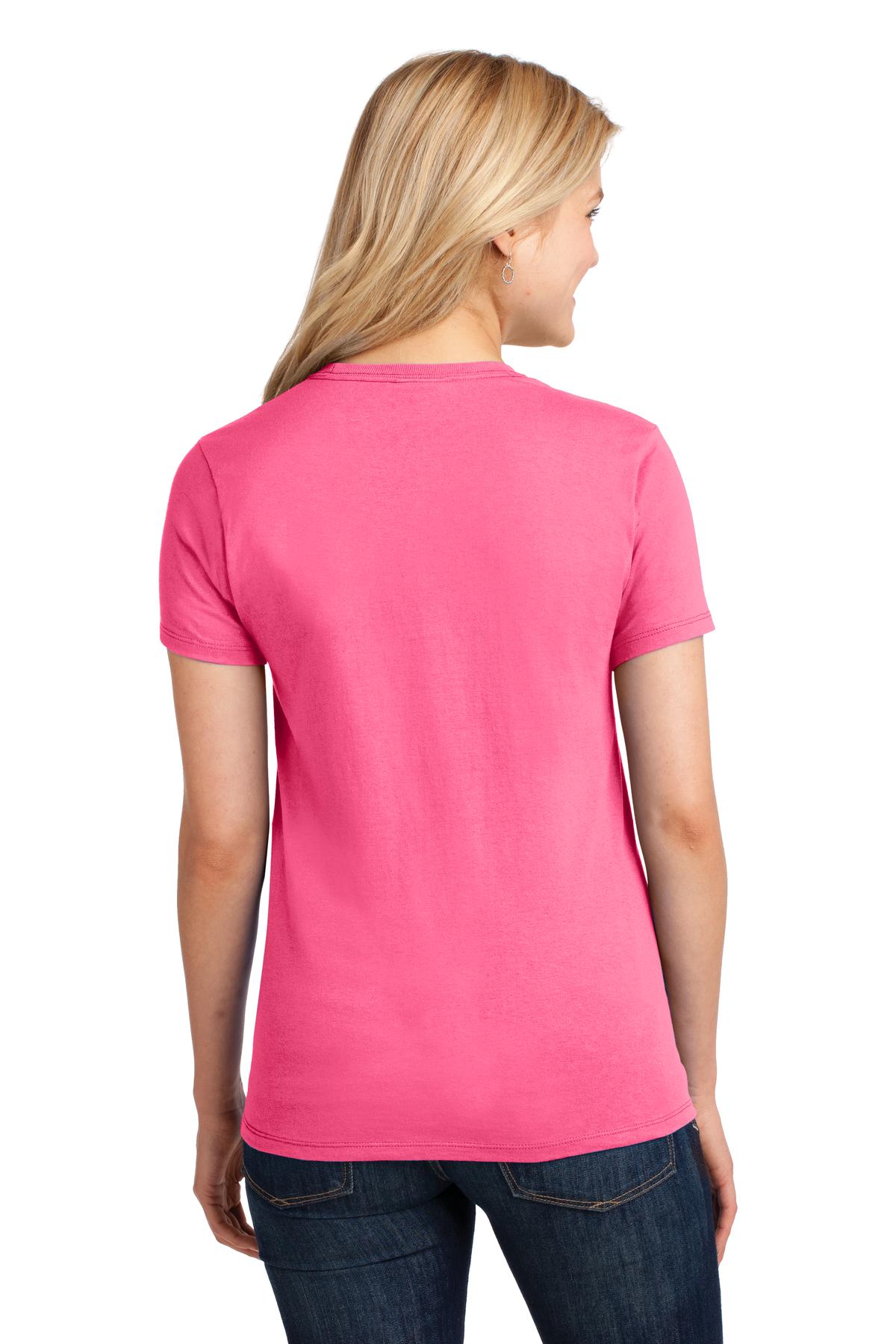 Custom Embroidered Port & Company Women's Core Cotton Tee. LPC54,Neon Pink