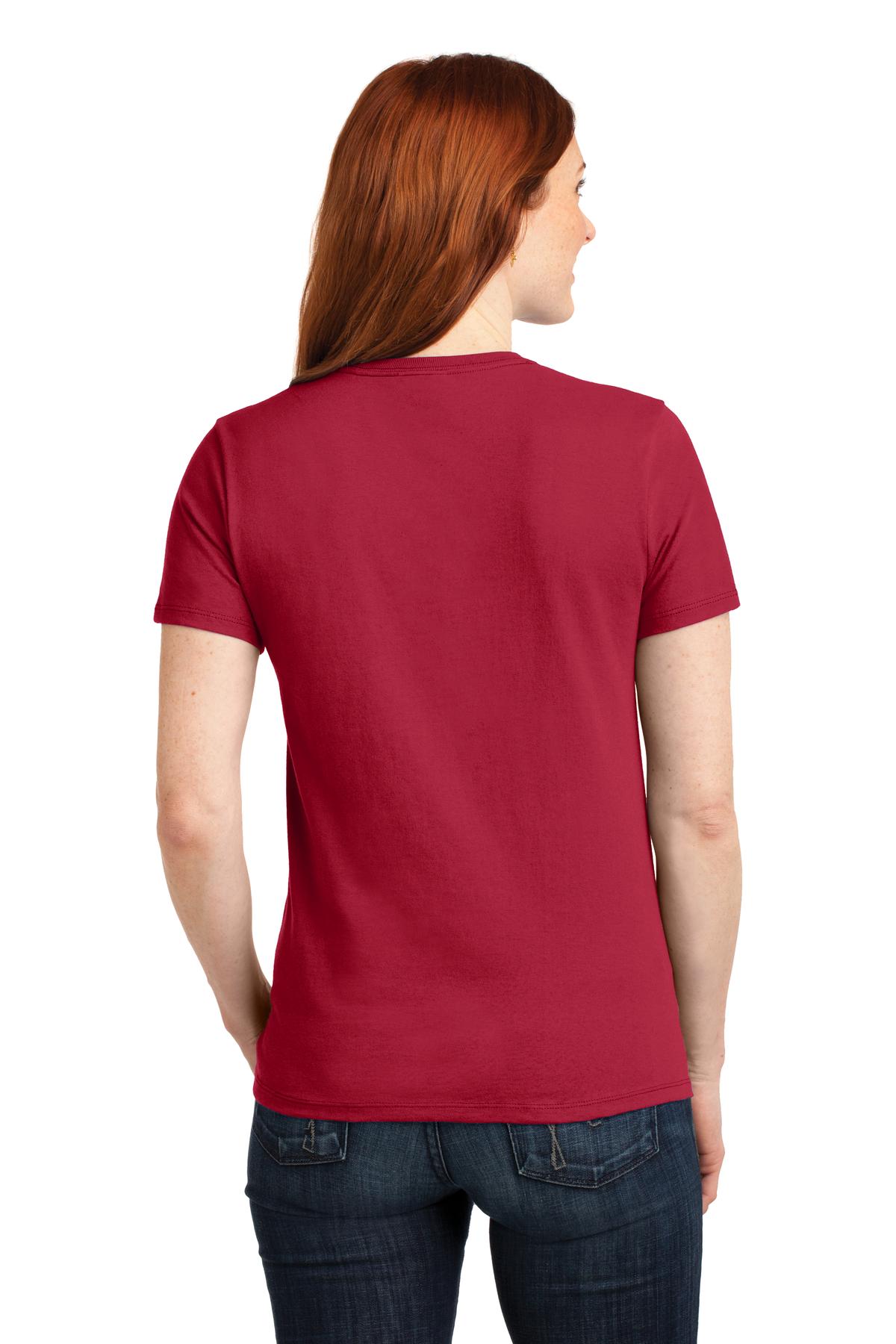 Custom Embroidered Port & Company Women's Core Blend Tee. LPC55,Red
