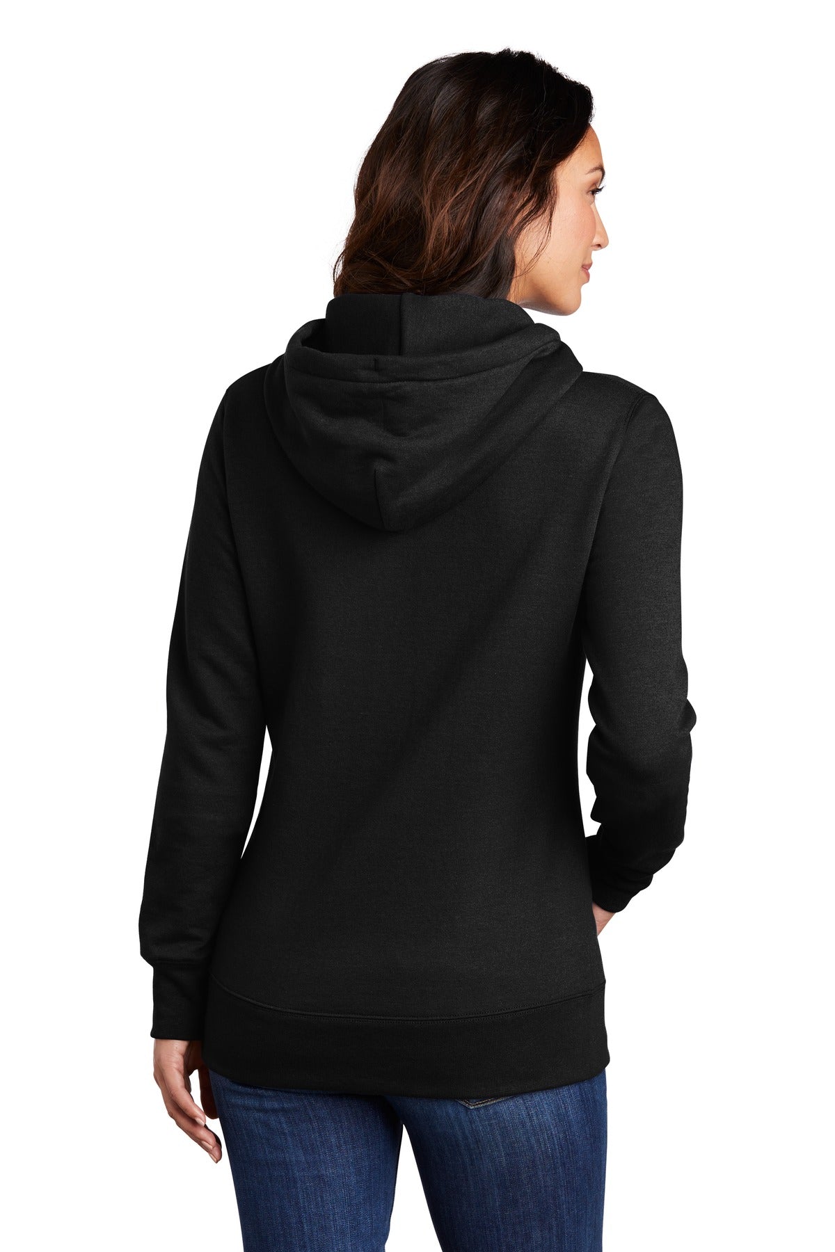 Custom Embroidered Port & Company Women's Core Fleece Pullover Hooded Sweatshirt LPC78H,Jet Black