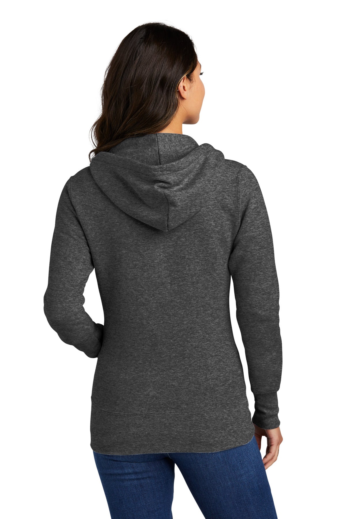 Custom Embroidered Port & Company Women's Core Fleece Full-Zip Hooded Sweatshirt. LPC78ZH,Dark Heather Grey