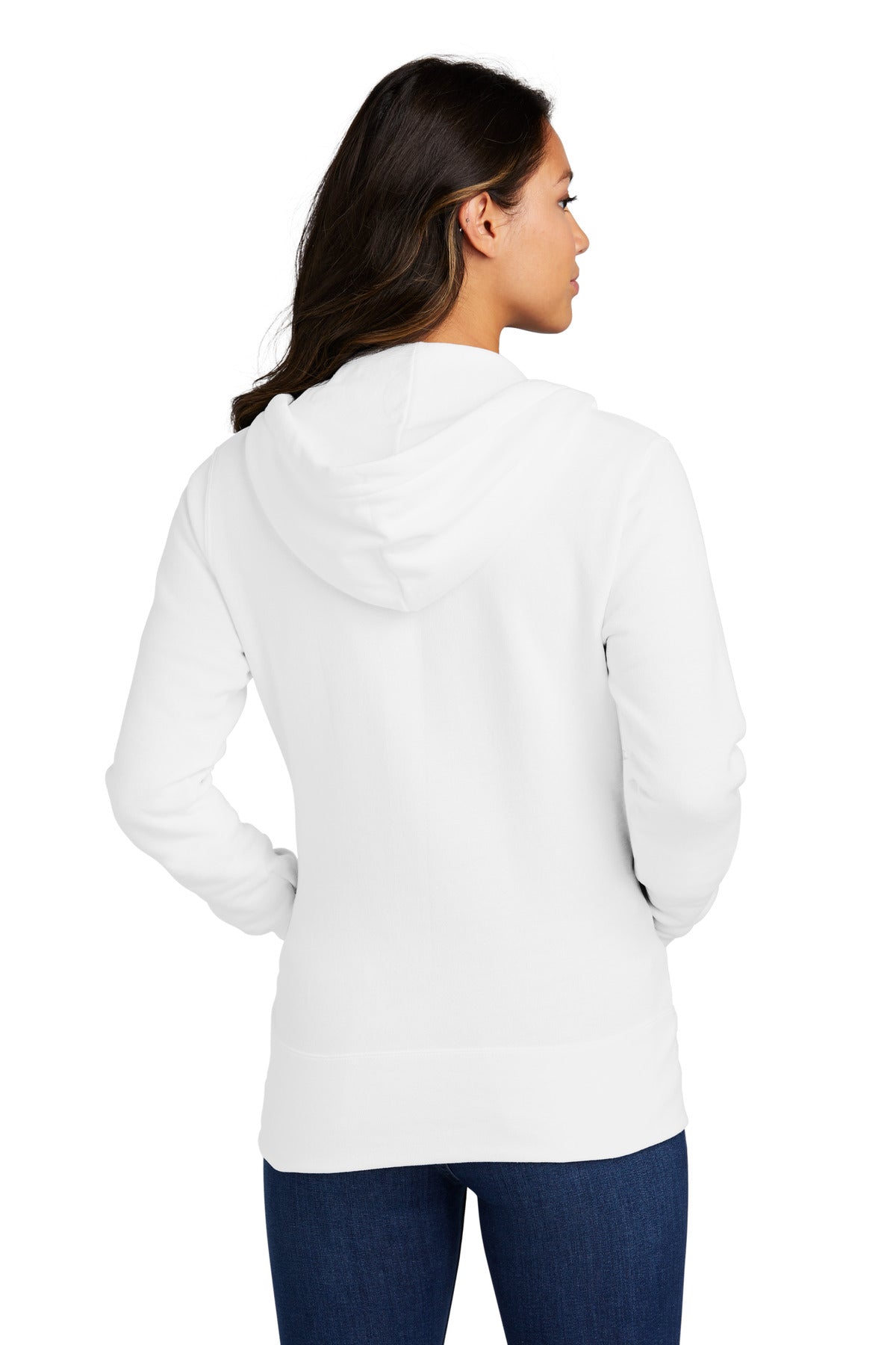 Custom Embroidered Port & Company Women's Core Fleece Full-Zip Hooded Sweatshirt. LPC78ZH,White