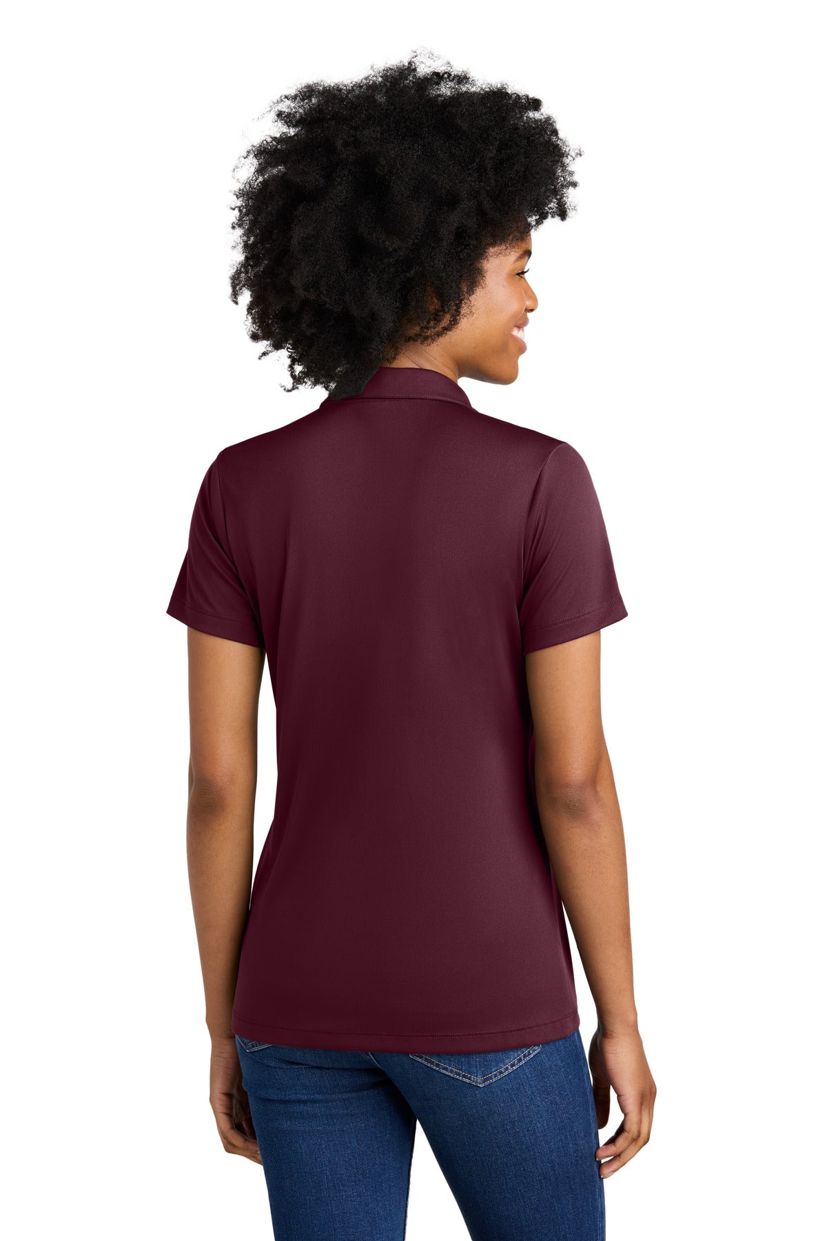 Custom Embroidered Sport-Tek Women's Competitor United Polo LST104,Maroon/ White