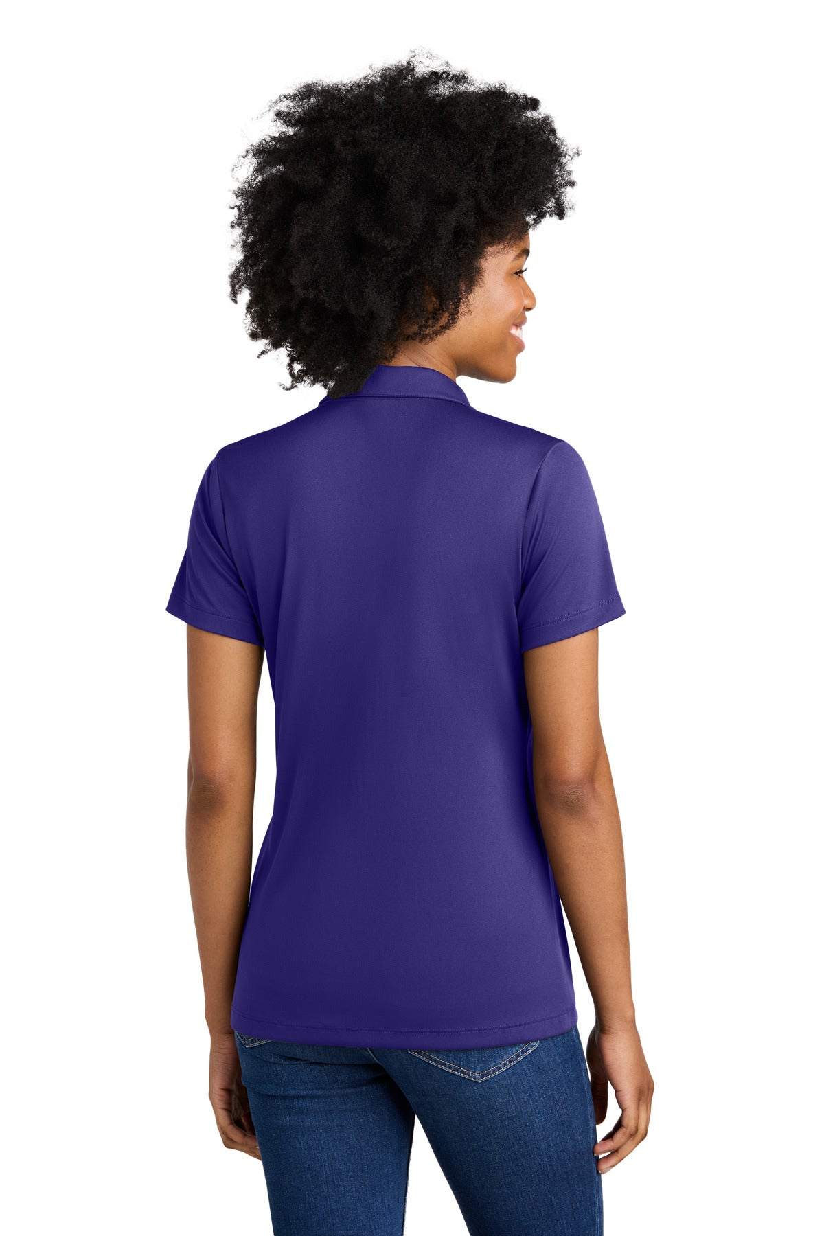 Custom Embroidered Sport-Tek Women's Competitor United Polo LST104,Purple/ White