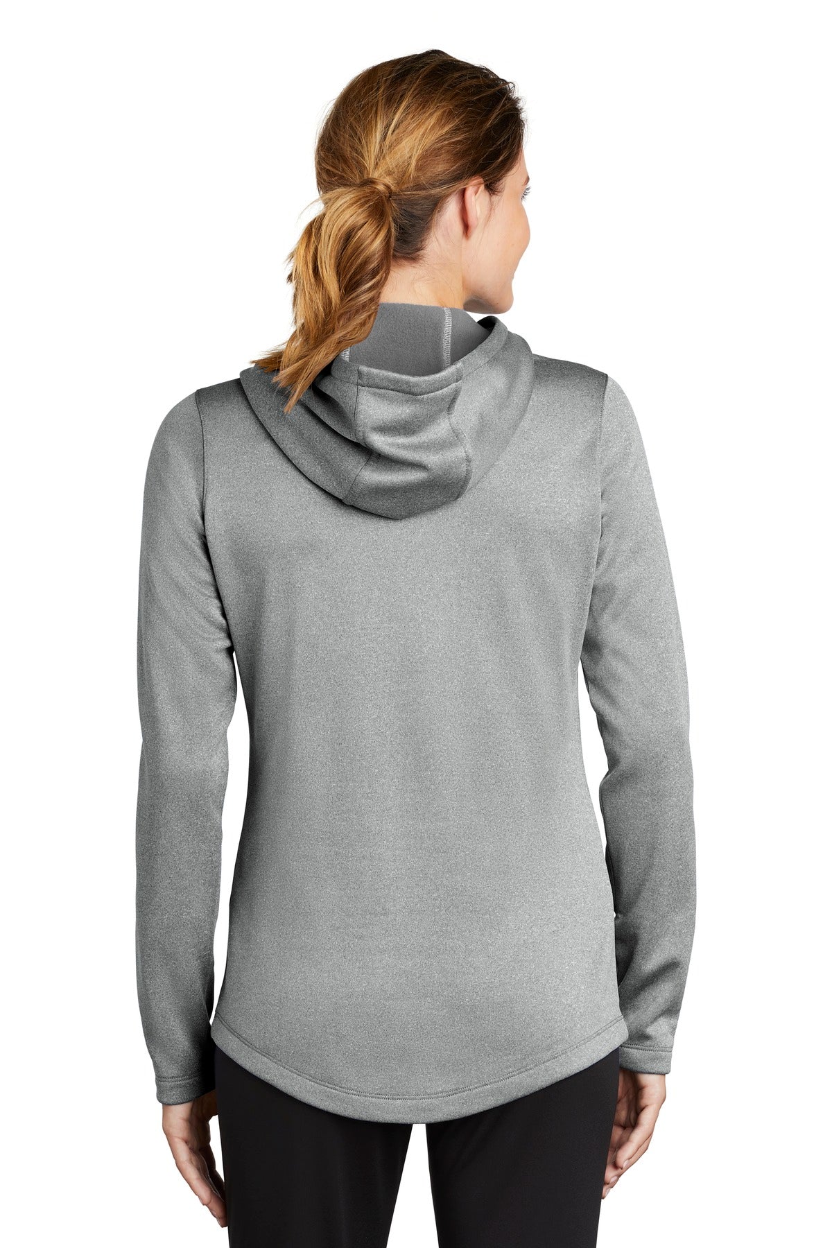 Custom Embroidered Sport-Tek Women's PosiCharge Sport-Wick Heather Fleece Hooded Pullover. LST264,Dark Silver Heather