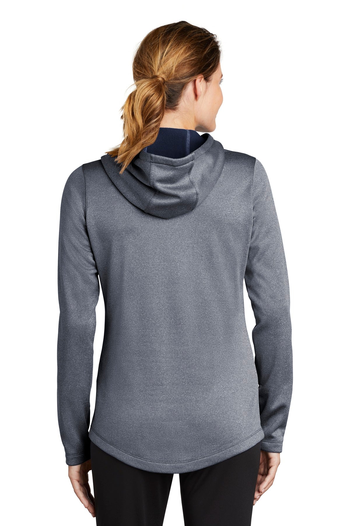 Custom Embroidered Sport-Tek Women's PosiCharge Sport-Wick Heather Fleece Hooded Pullover. LST264,True Navy Heather