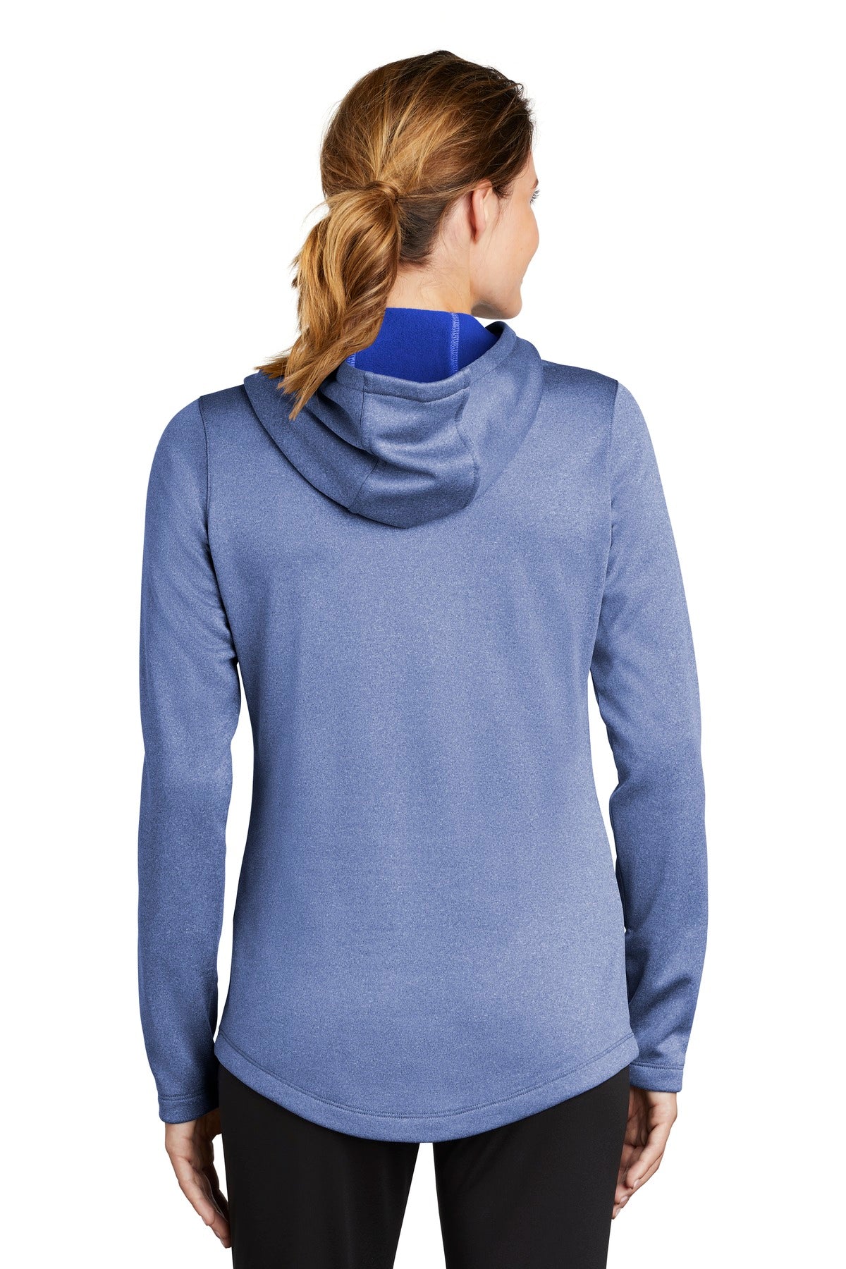Custom Embroidered Sport-Tek Women's PosiCharge Sport-Wick Heather Fleece Hooded Pullover. LST264,True Royal Heather