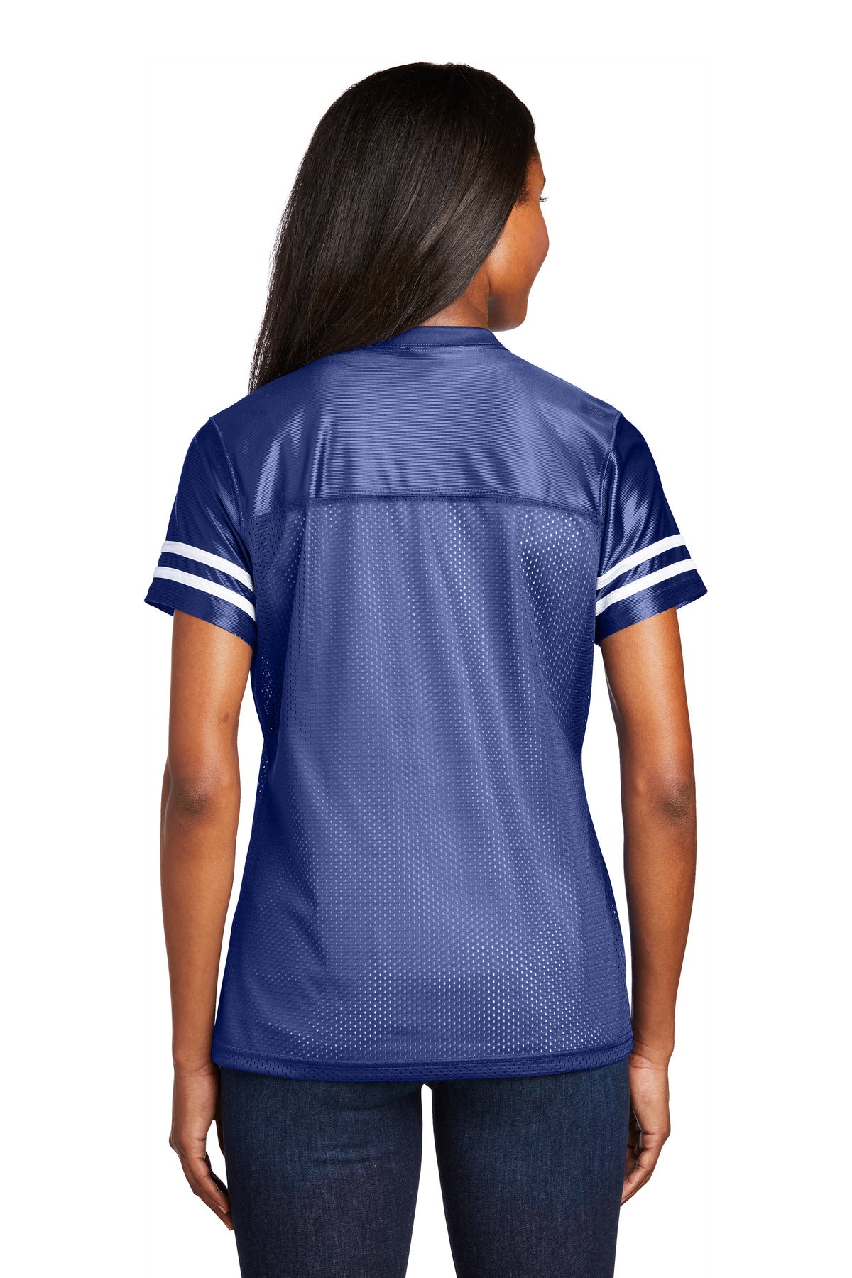 Custom Embroidered Sport-Tek Women's PosiCharge Replica Jersey. LST307,True Royal/ White