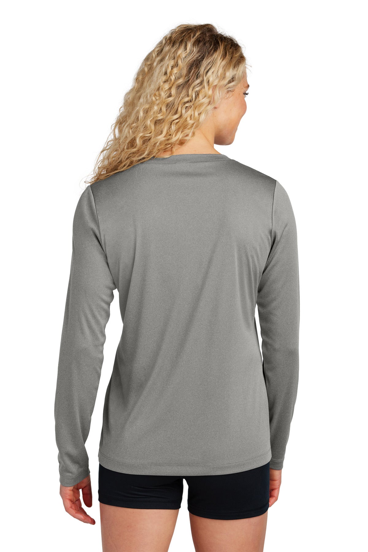 Custom Embroidered Sport-Tek Women's Long Sleeve PosiCharge Competitor V-Neck Tee. LST353LS,Grey Concrete Heather