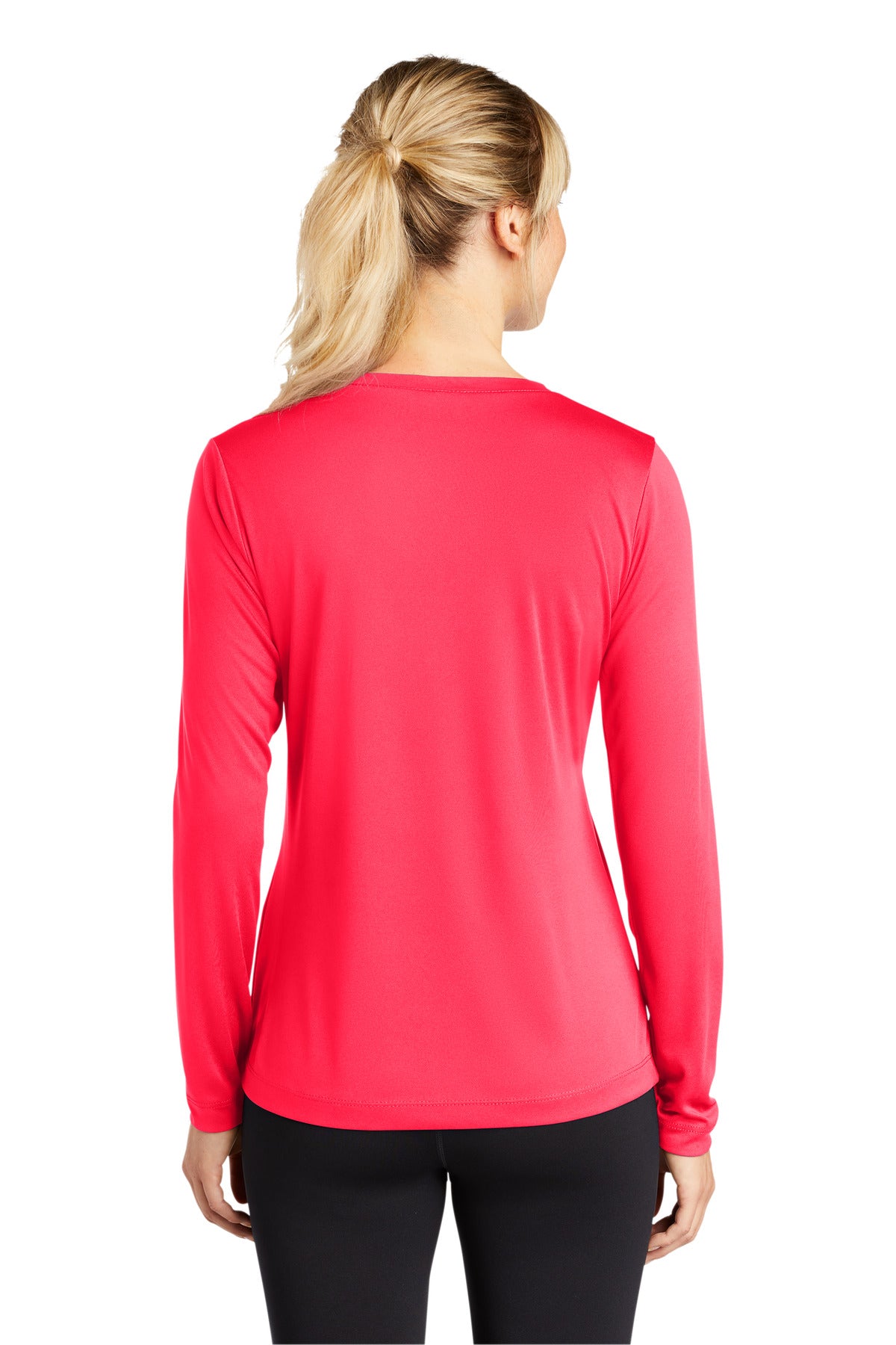 Custom Embroidered Sport-Tek Women's Long Sleeve PosiCharge Competitor V-Neck Tee. LST353LS,Hot Coral