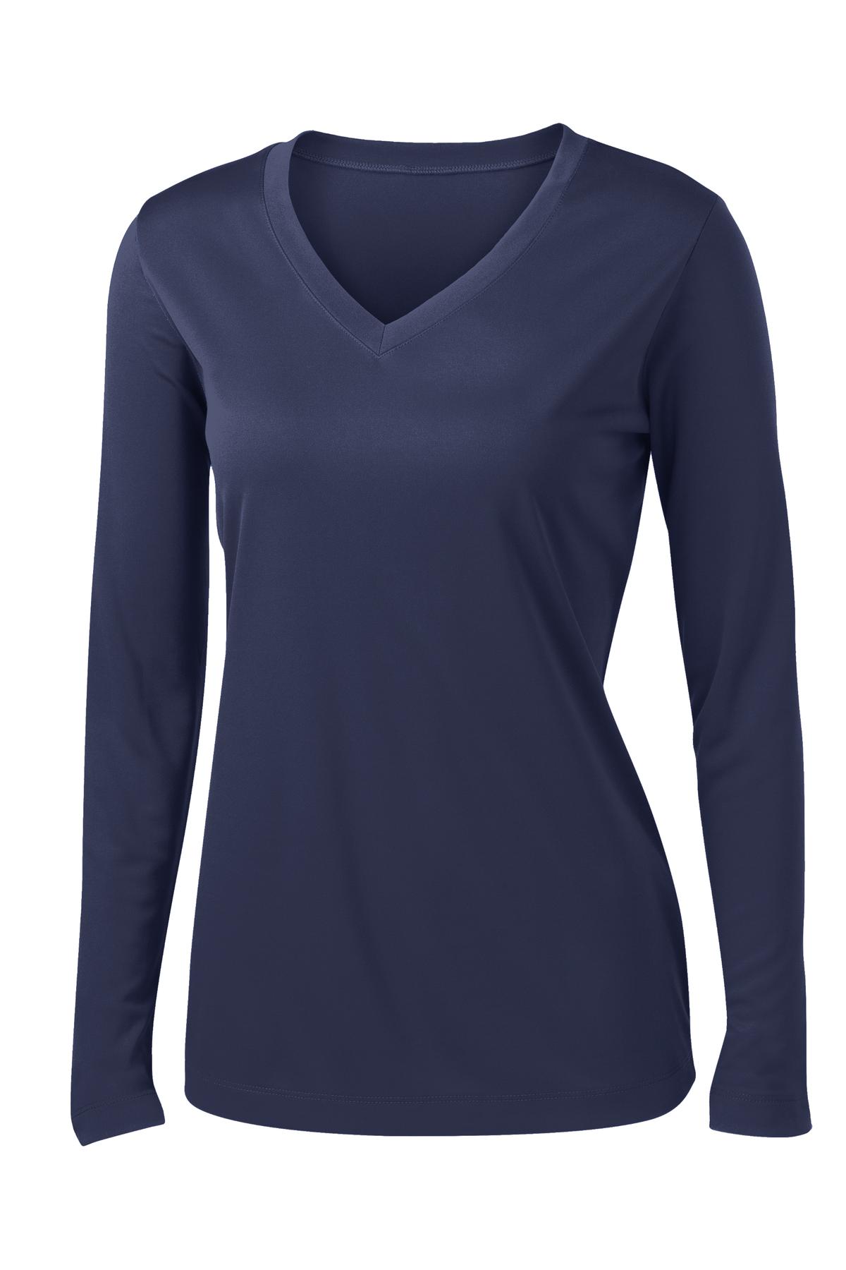 Sport-Tek Women's Long Sleeve PosiCharge Competitor V-Neck Tee. LST353LS True Navy
