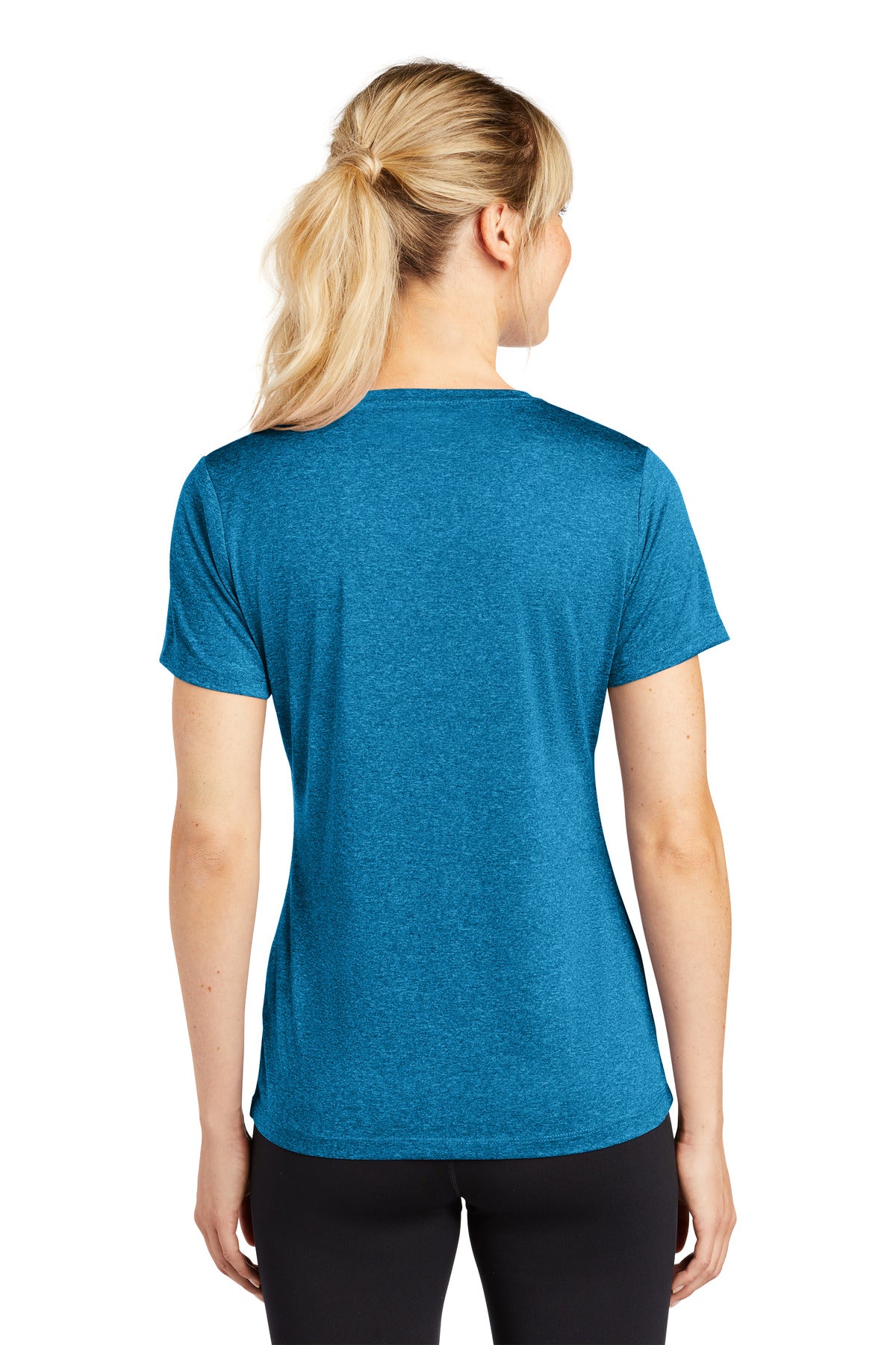 Custom Embroidered Sport-Tek Women's Heather Contender Scoop Neck Tee. LST360,Blue Wake Heather