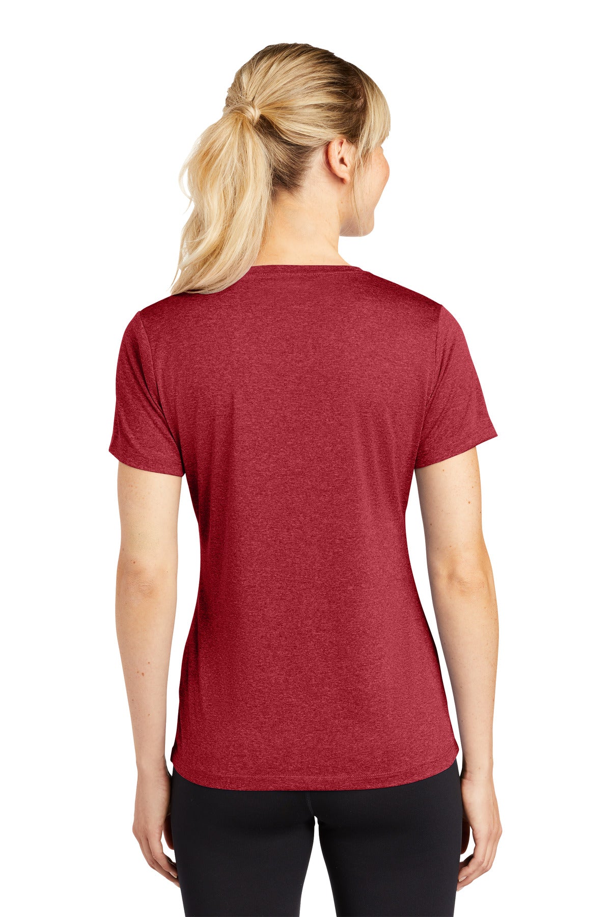 Custom Embroidered Sport-Tek Women's Heather Contender Scoop Neck Tee. LST360,Scarlet Heather