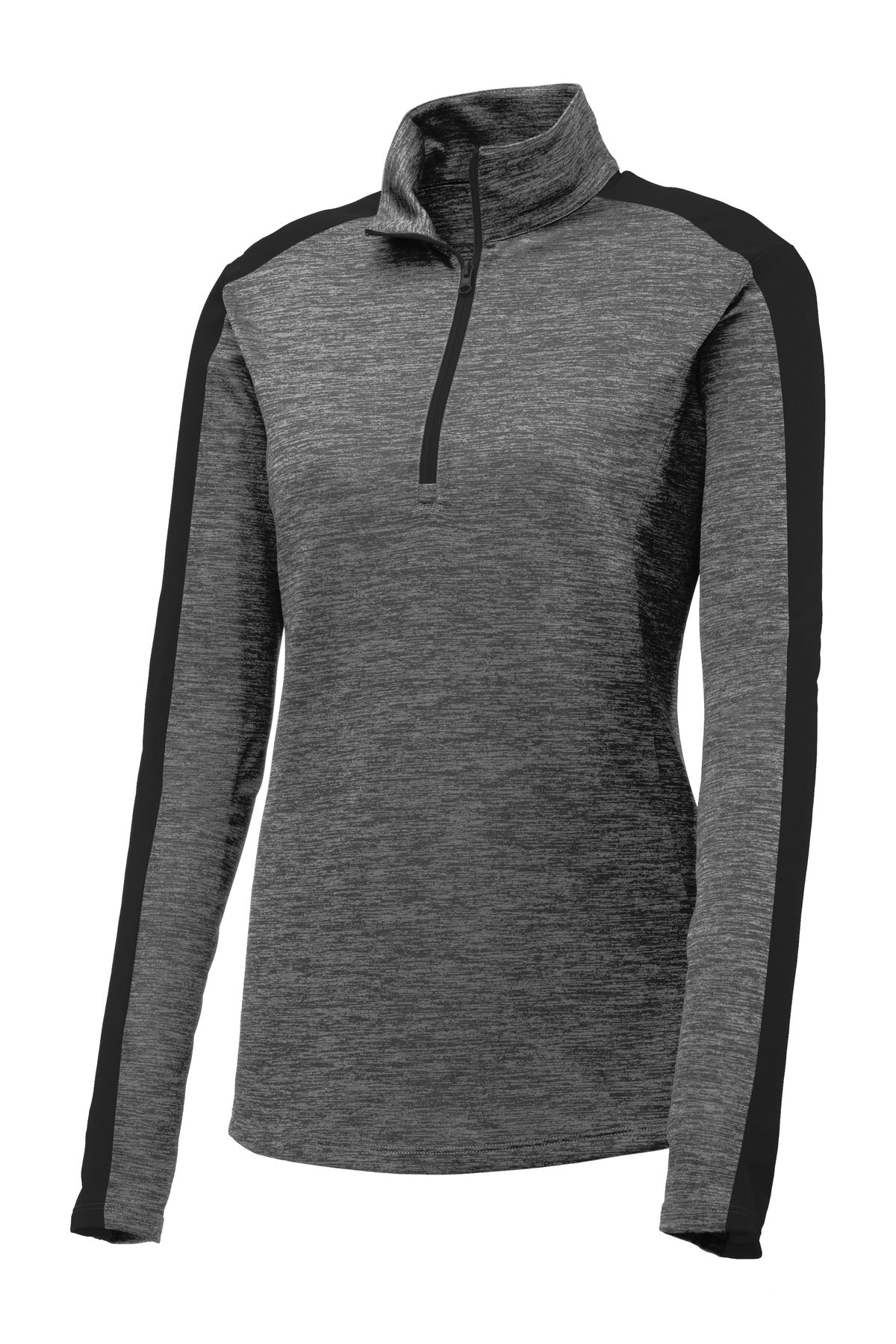 Sport-Tek Women's PosiCharge Electric Heather Colorblock 1/4-Zip Pullover. LST397